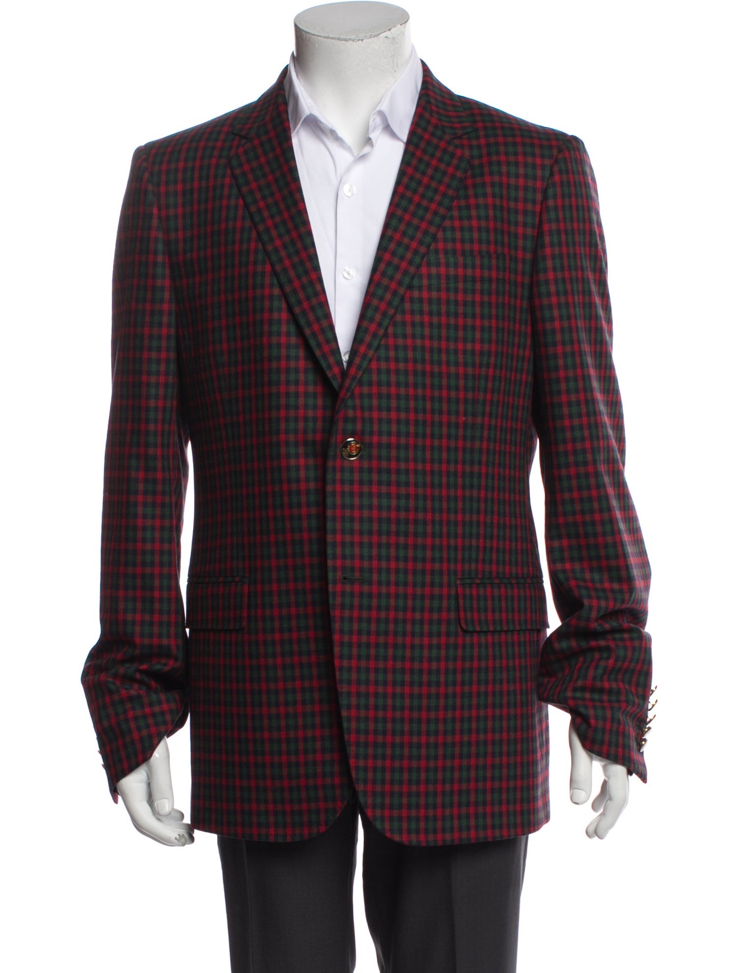 Gucci Wool Plaid Print Blazer