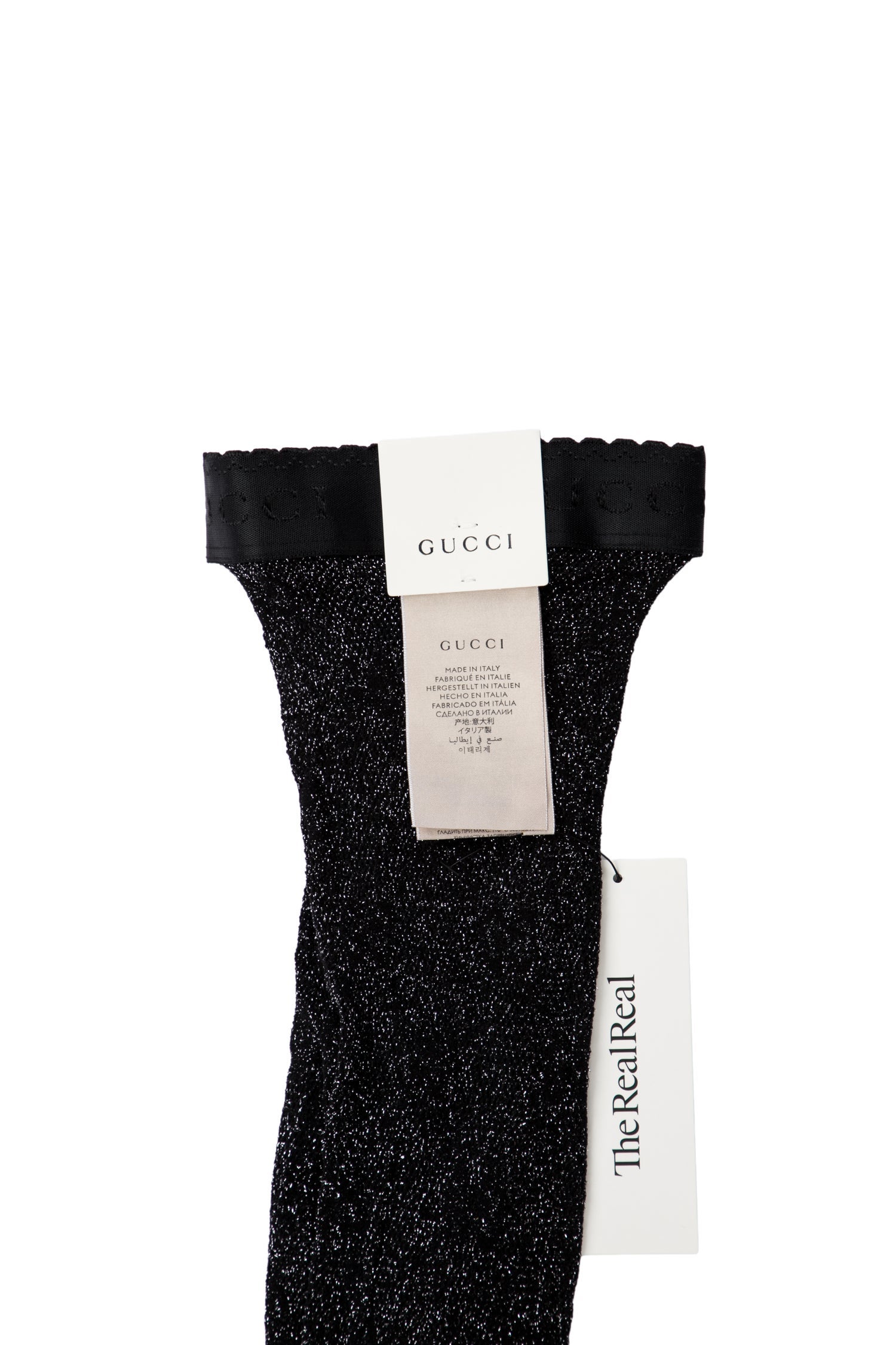 Gucci Synthetic-Blend Metallic Net Tights w/Tags