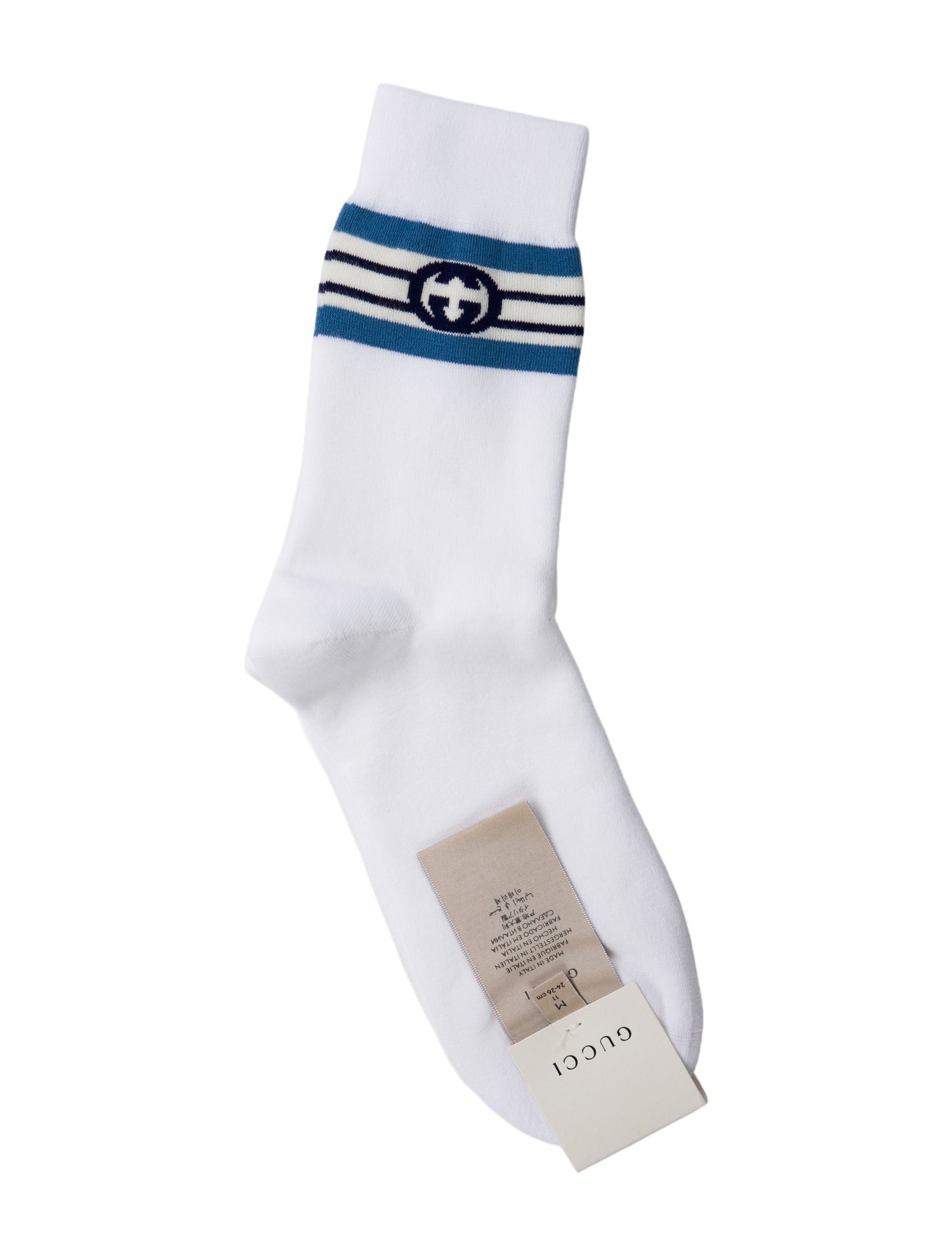 Gucci Cotton Felponge Interlocking Pattern Print Socks Size M w/Tags