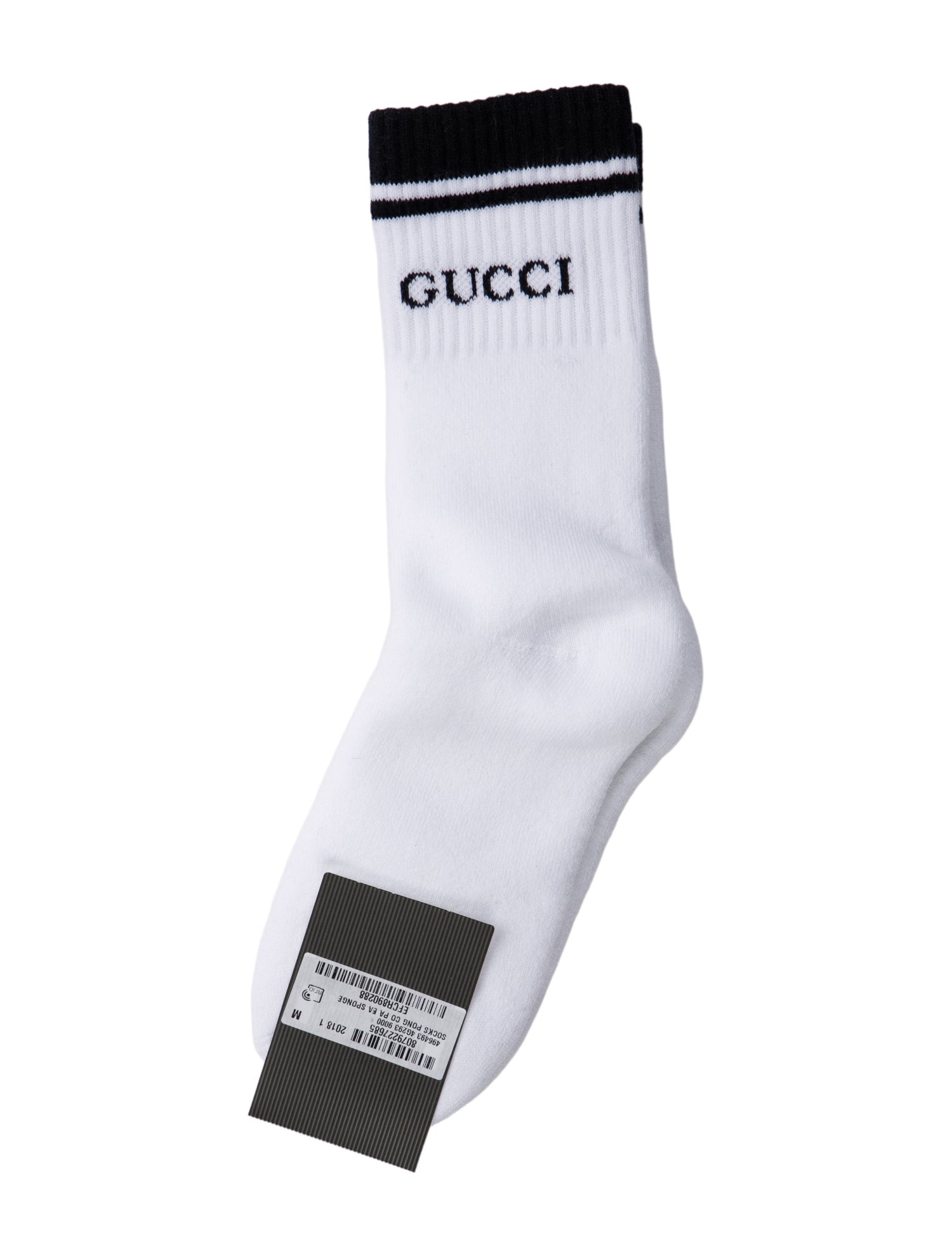 Gucci White Cotton Logo Calf Socks Size M w/Tags