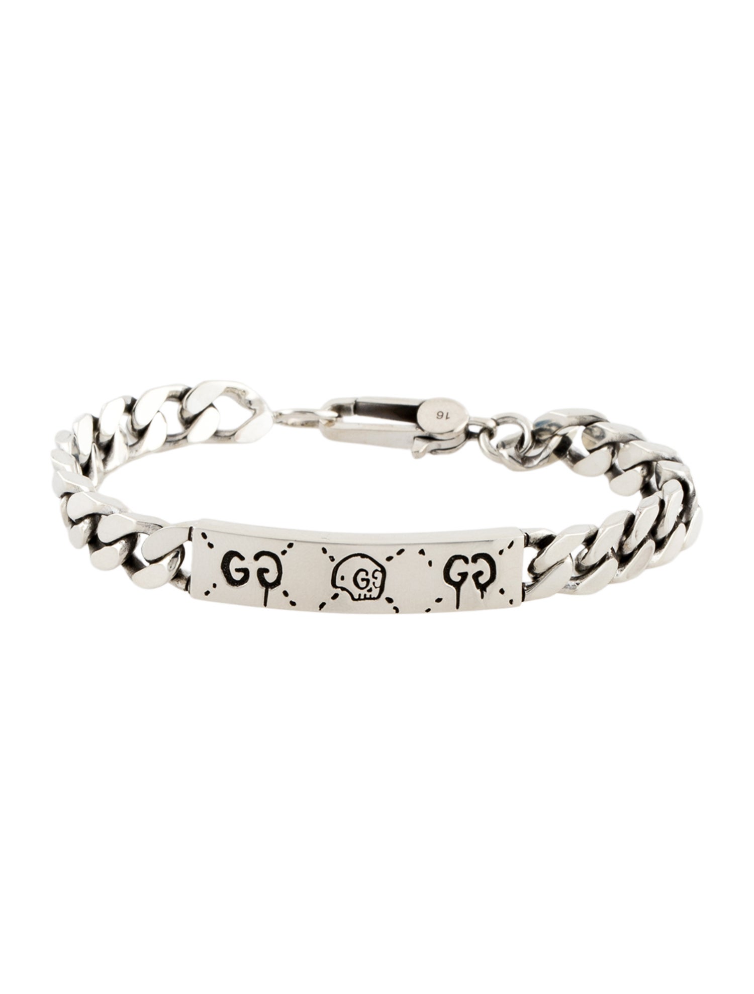 Gucci Ghost Bar Plate Link Station Bracelet