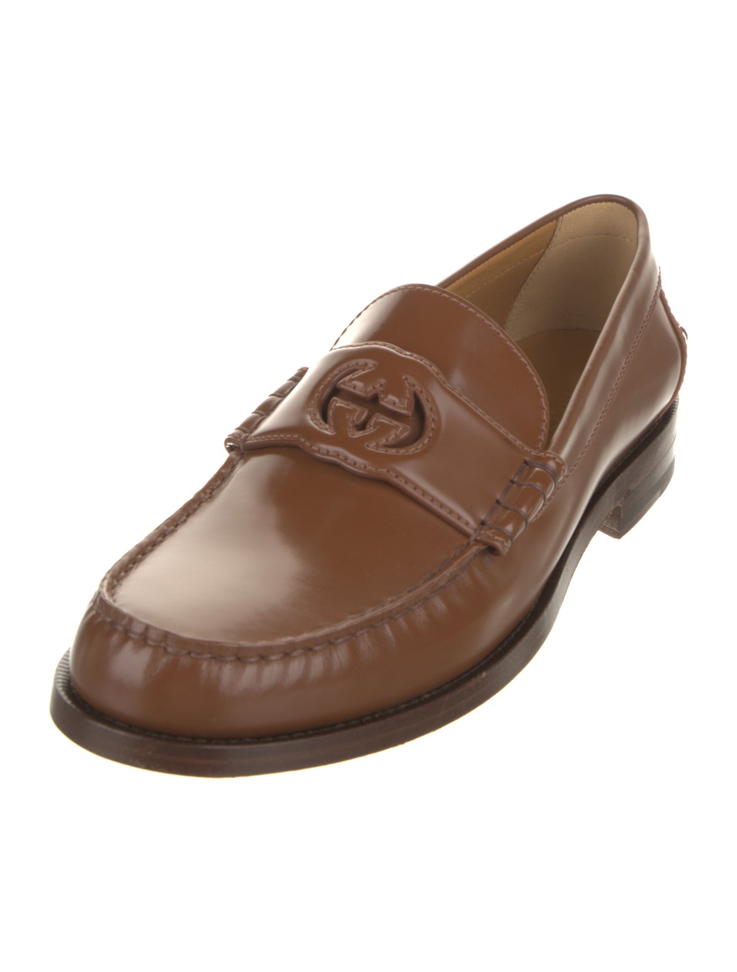 Gucci Web Accent Leather Loafers