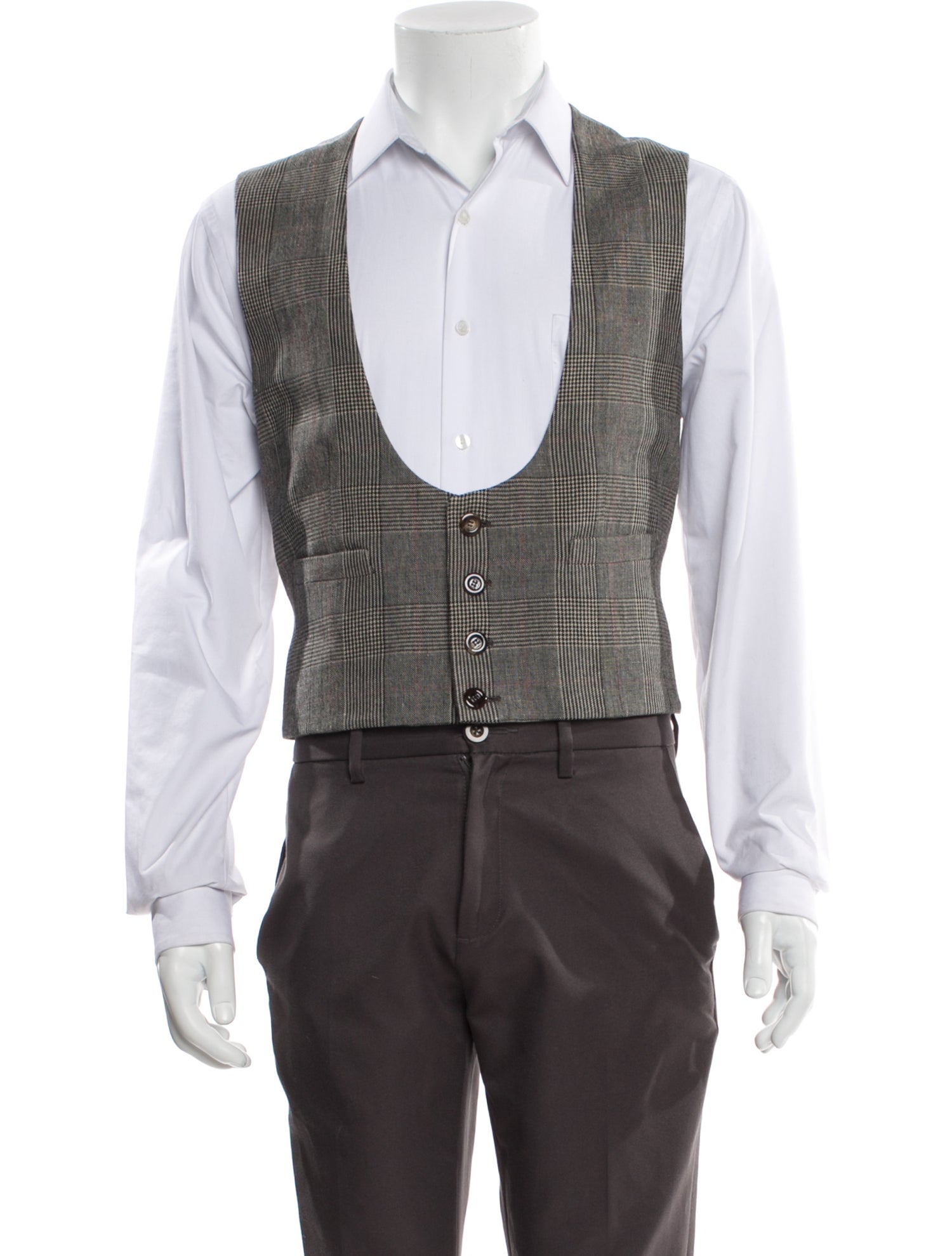 Gucci Wool Plaid Print Vest