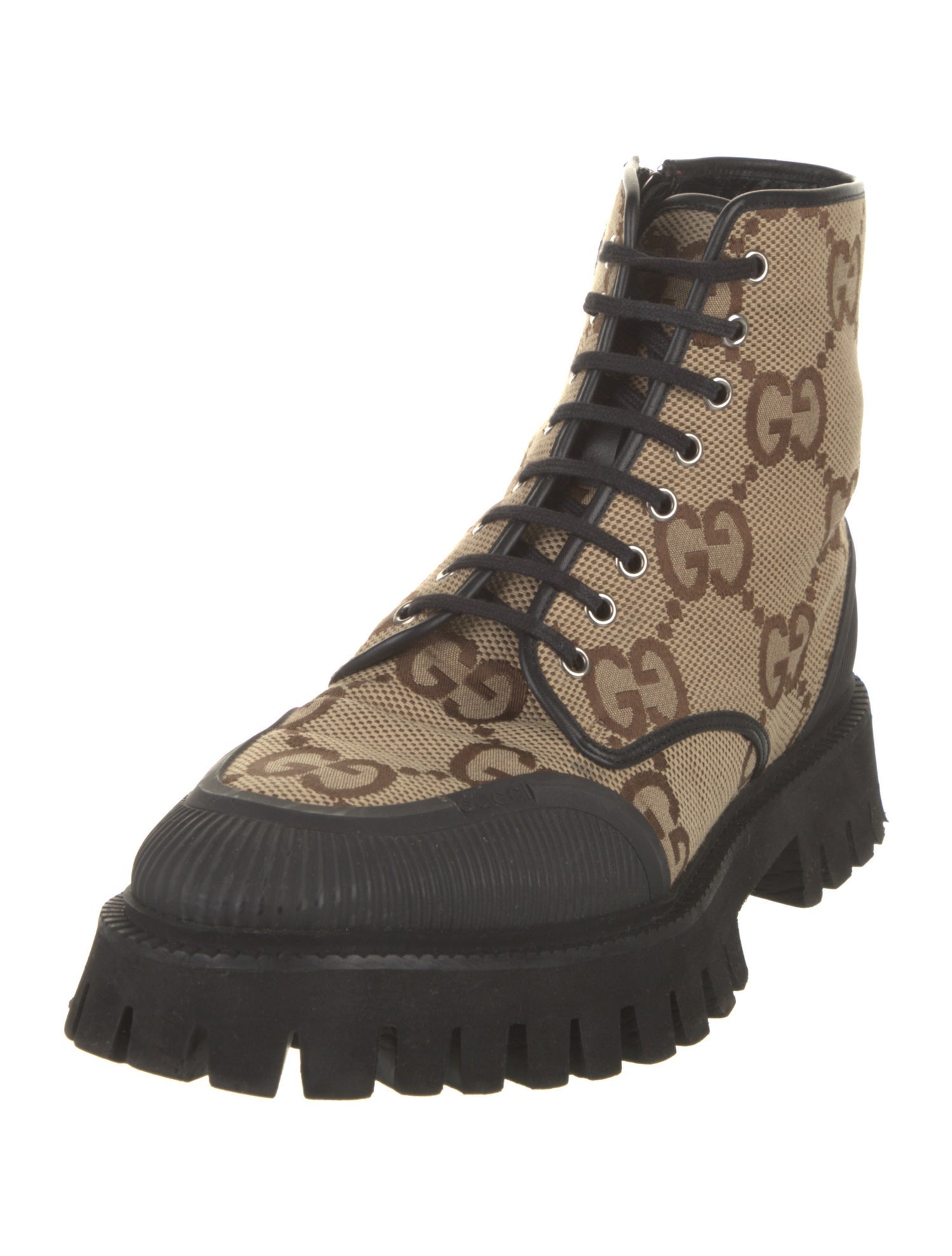 Gucci Canvas Printed Lace-Up Boots