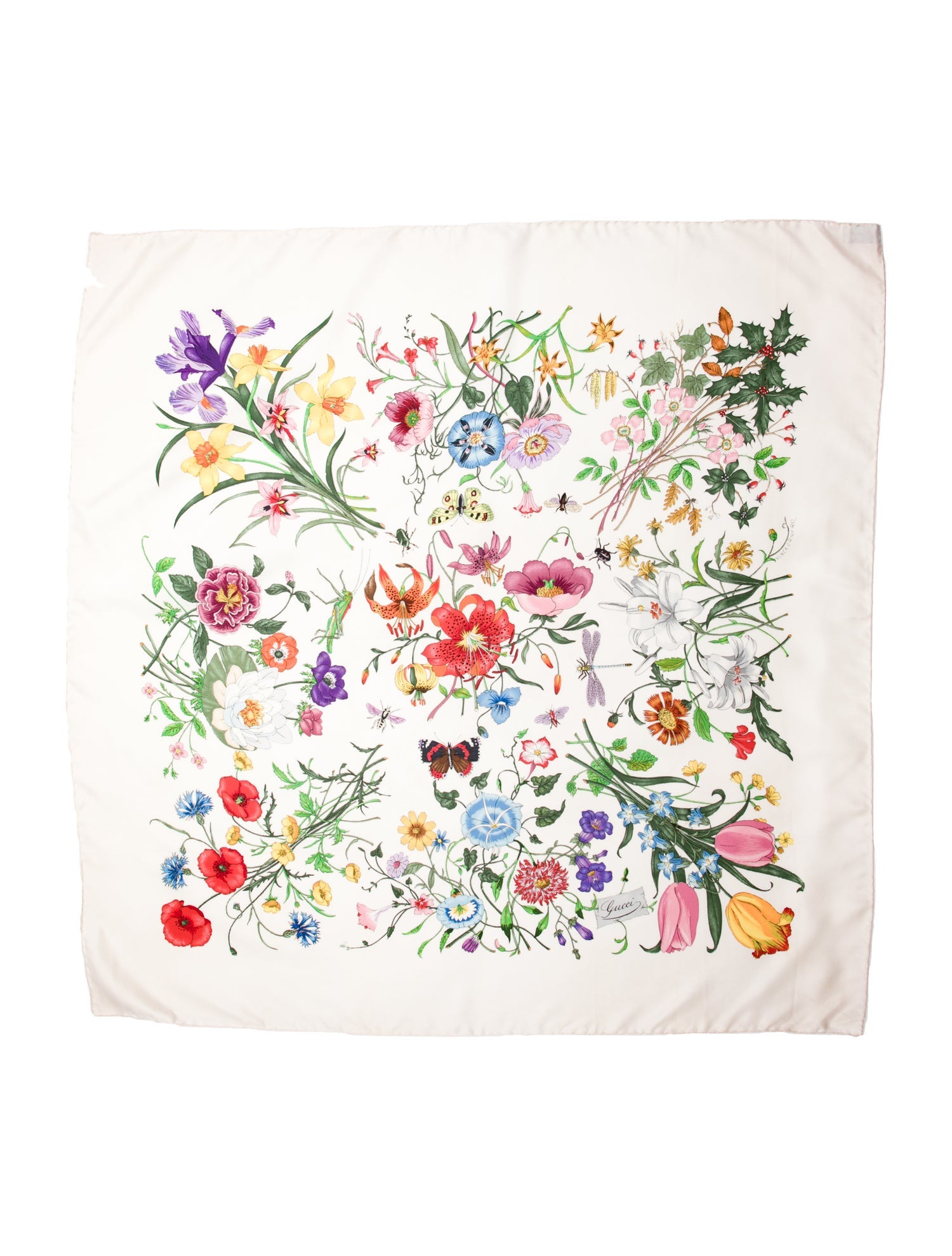 Gucci Silk Floral Print Scarf