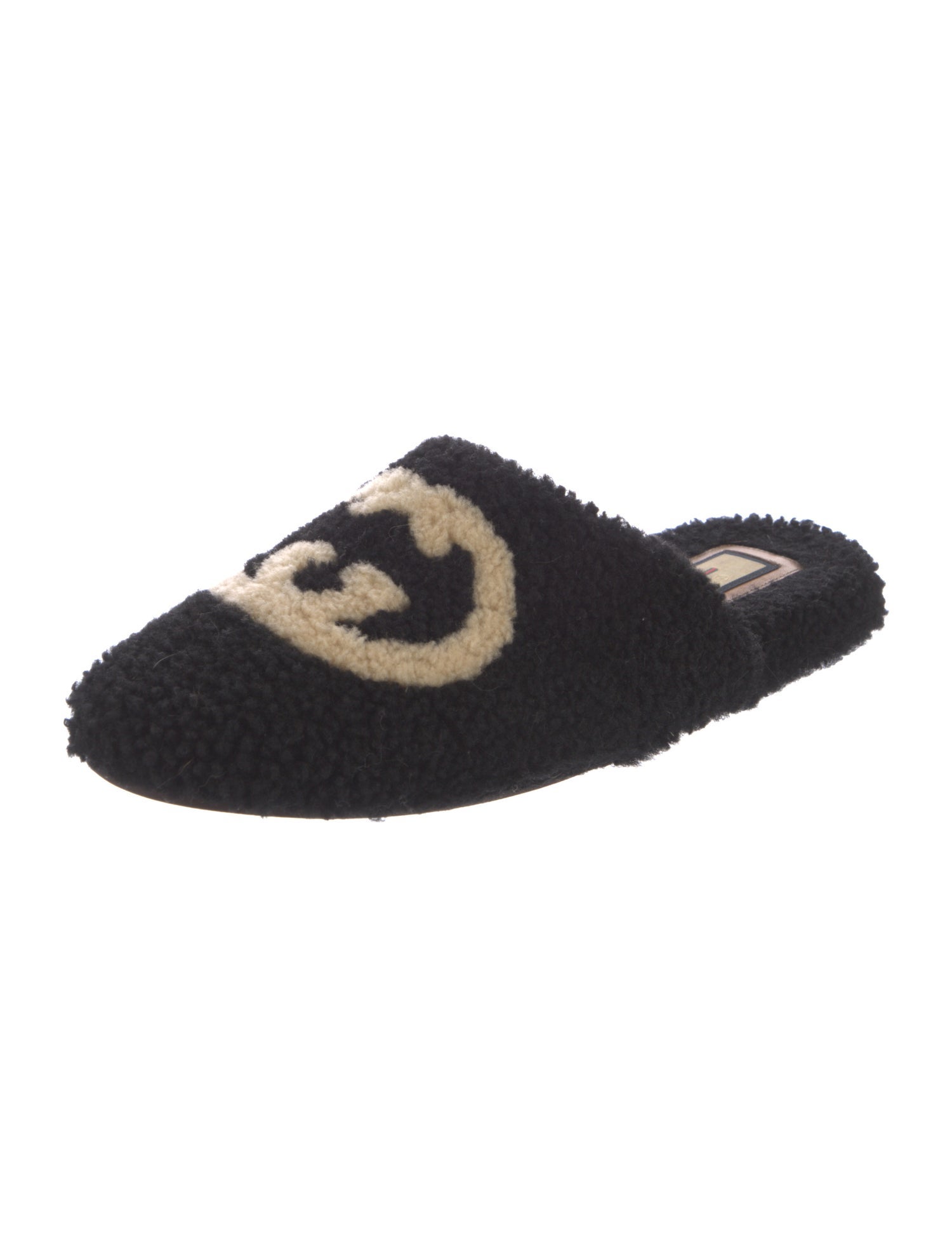 Gucci Interlocking G Logo Shearling Slippers