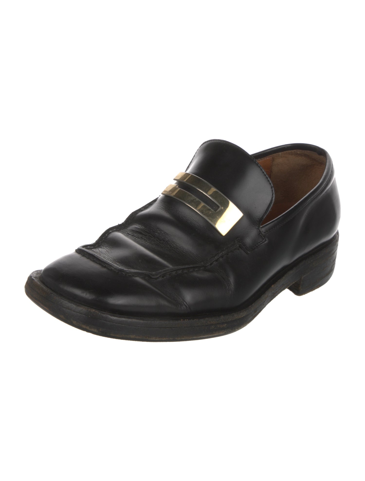 Gucci Web Accent Leather Loafers