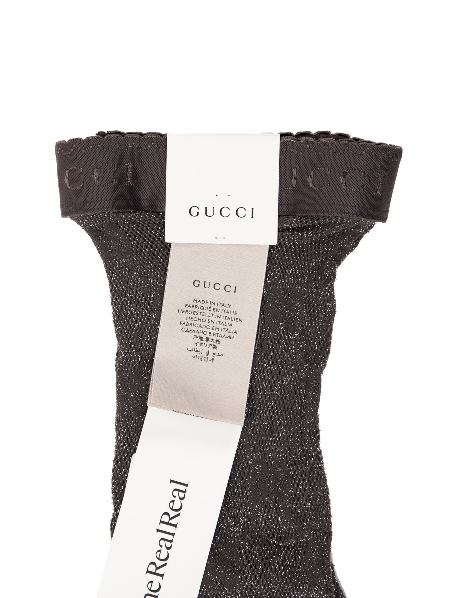 Gucci Silver Synthetic-Blend Metallic Net Tights Size S w/Tags
