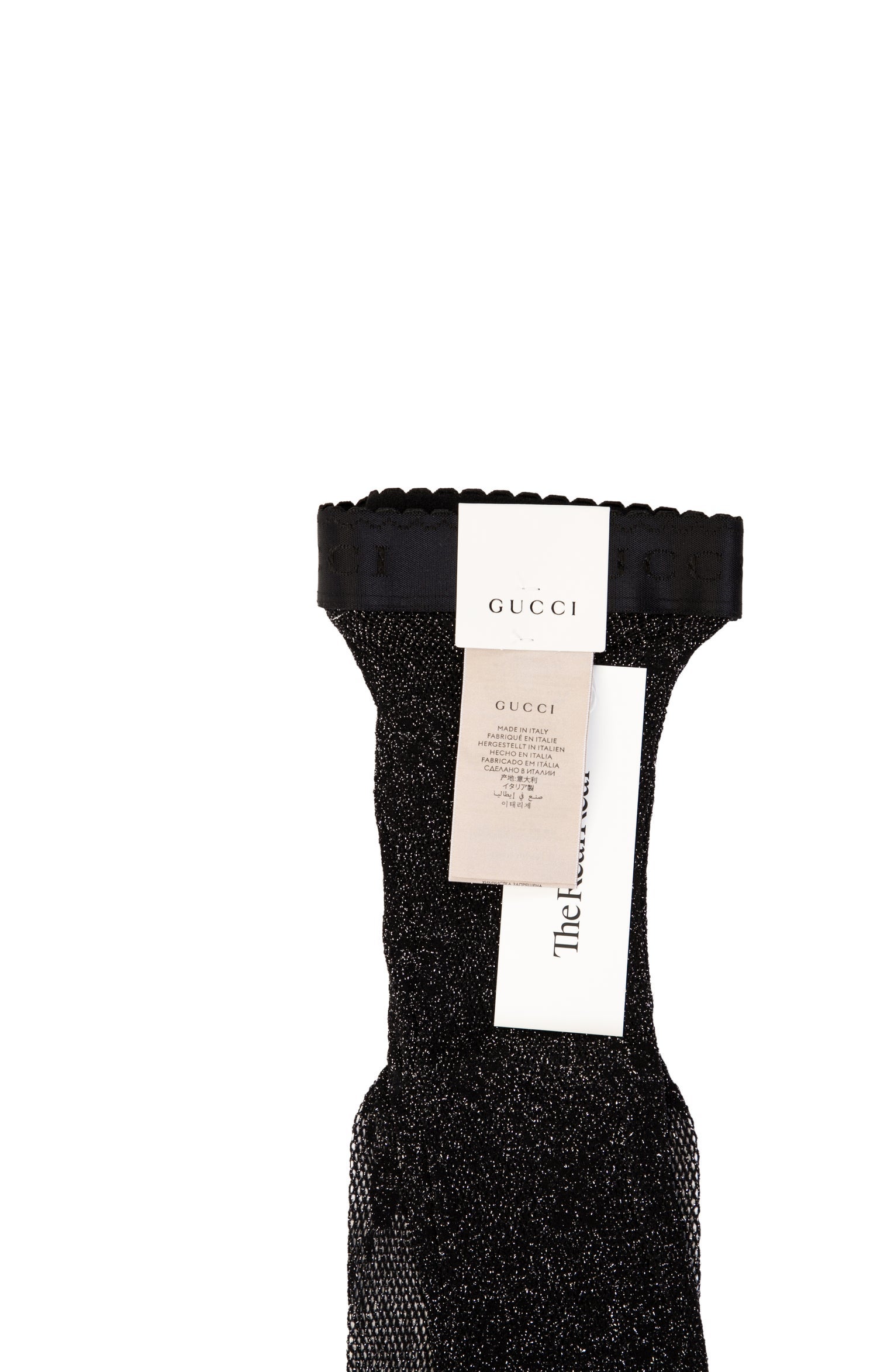 Gucci Black Synthetic-Blend Metallic Net Tights Size M w/Tags