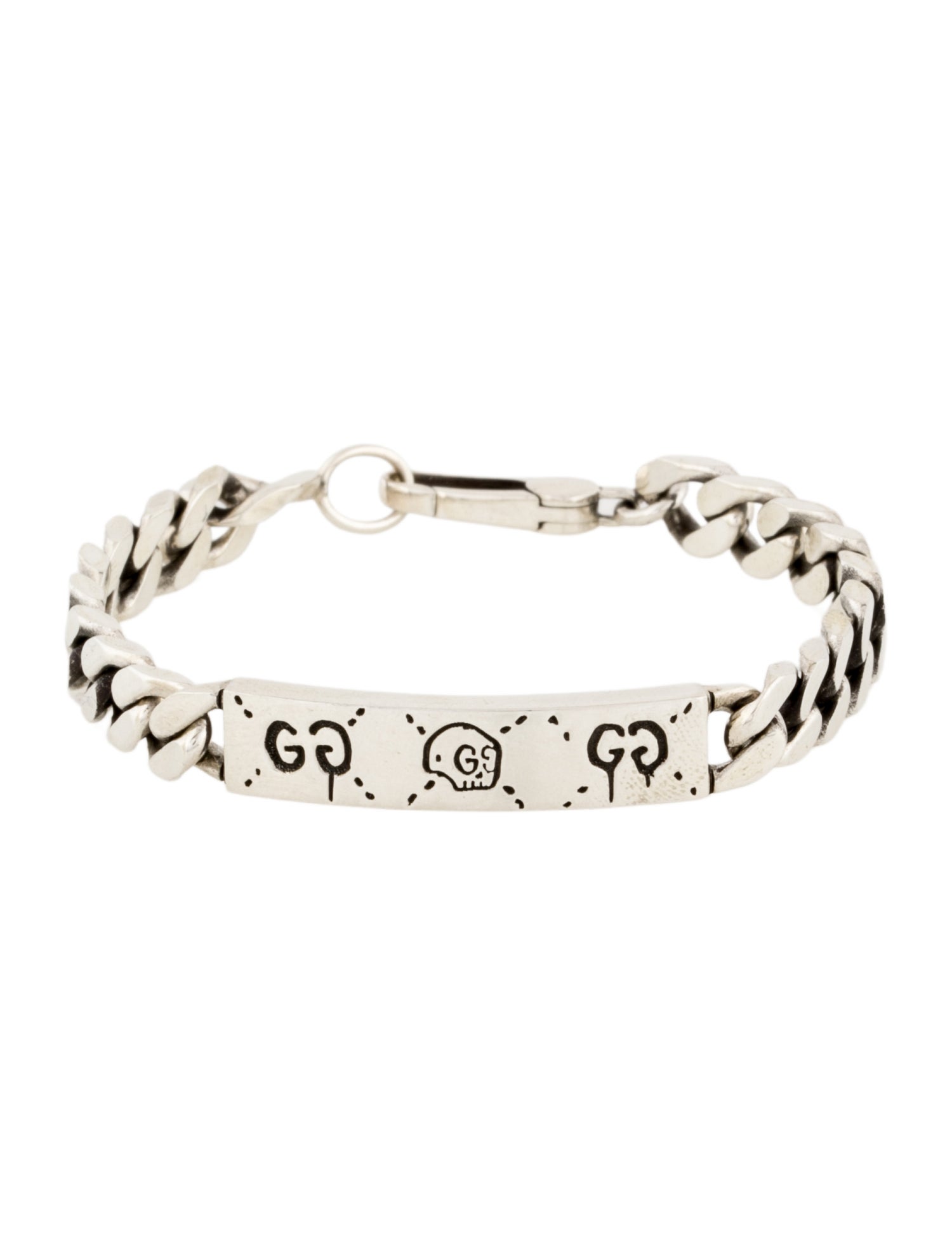 Gucci Ghost Bar Plate Link Station Bracelet