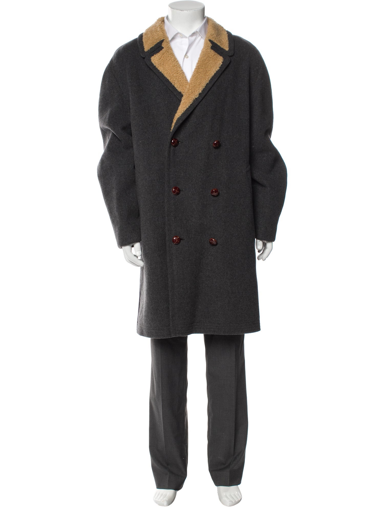 Gucci Wool Colorblock Pattern Peacoat
