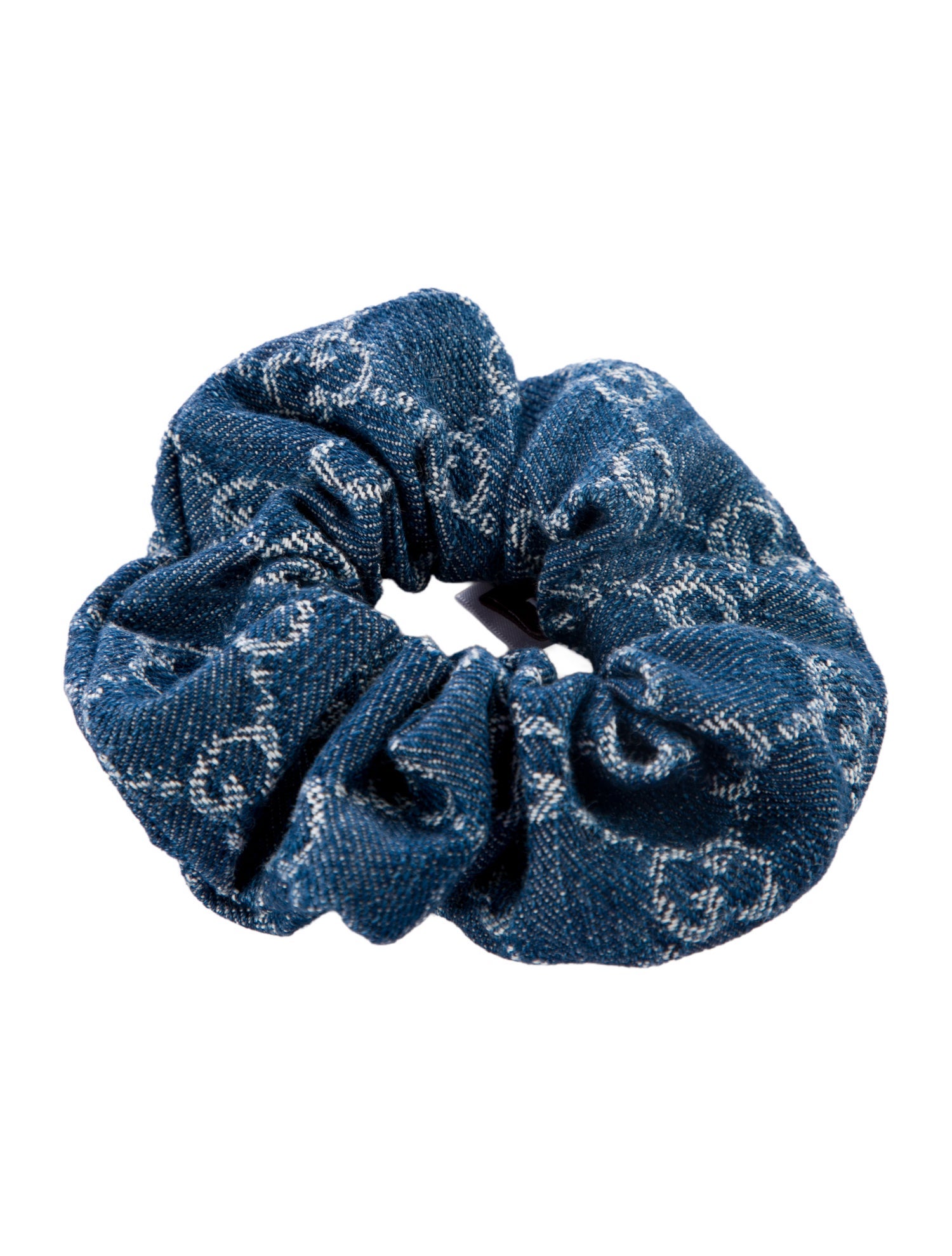 Gucci Blue Denim GG Pattern Print Elastic Scrunchie