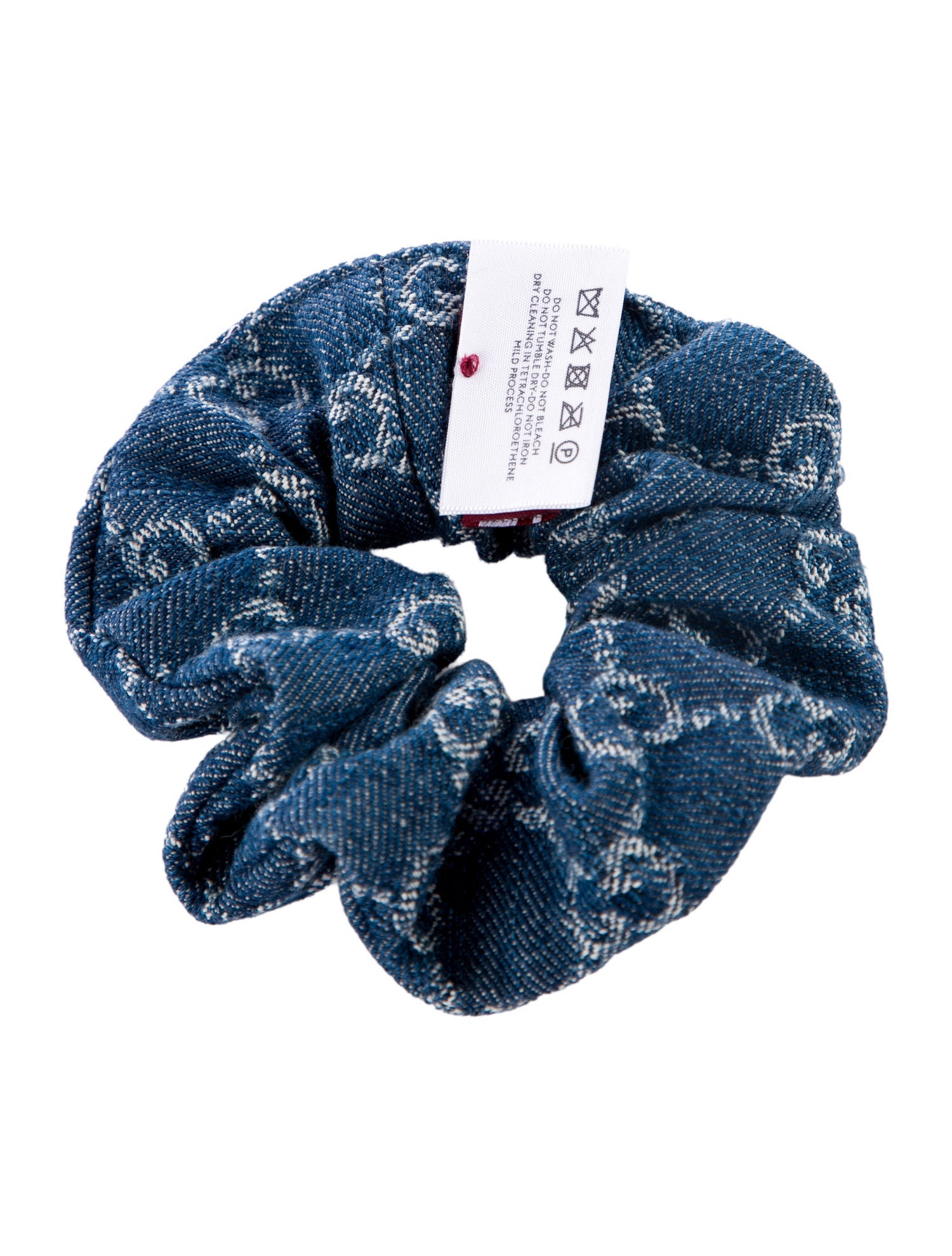 Gucci Blue Denim GG Pattern Print Elastic Scrunchie
