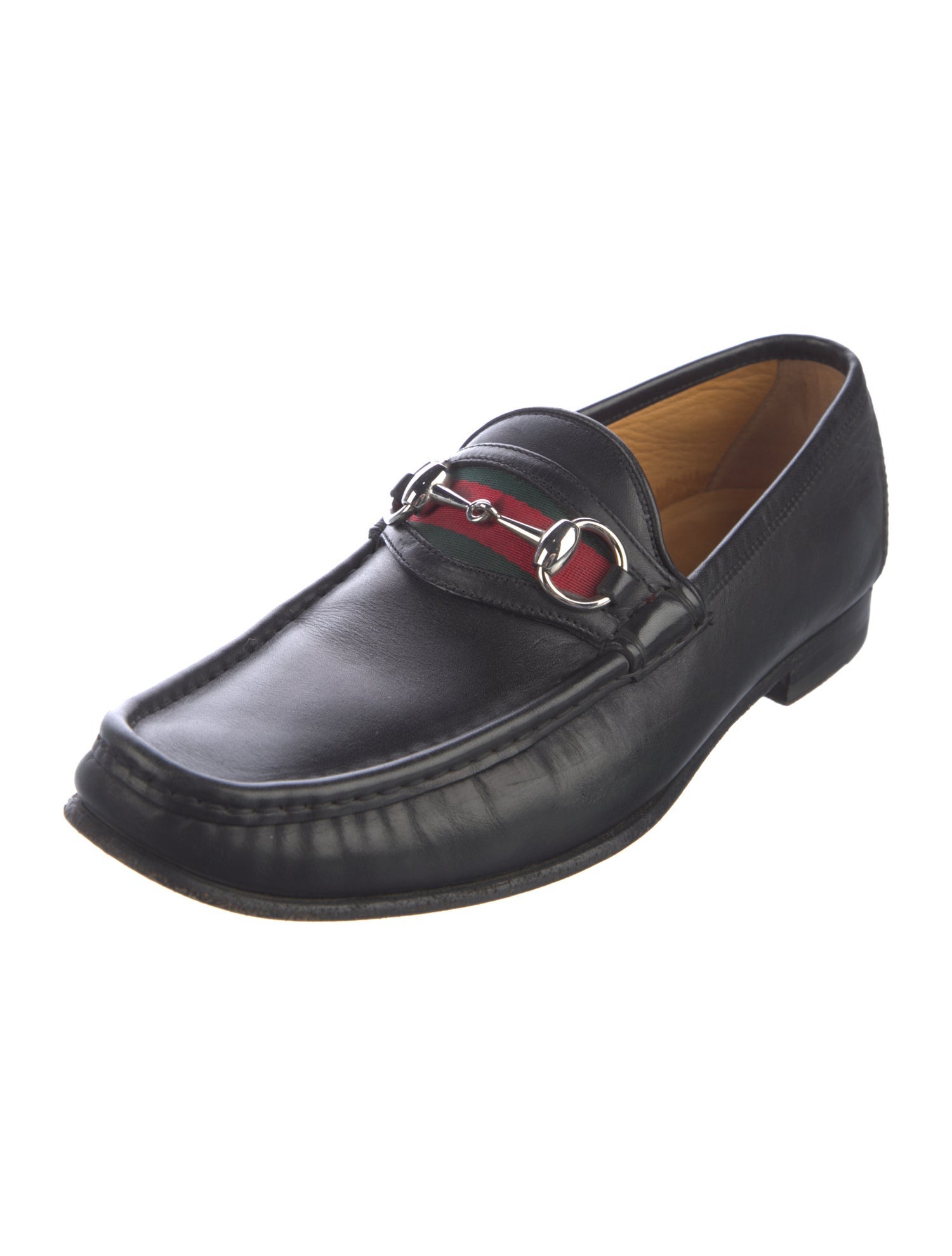 Gucci Web Accent Leather Dress Loafers