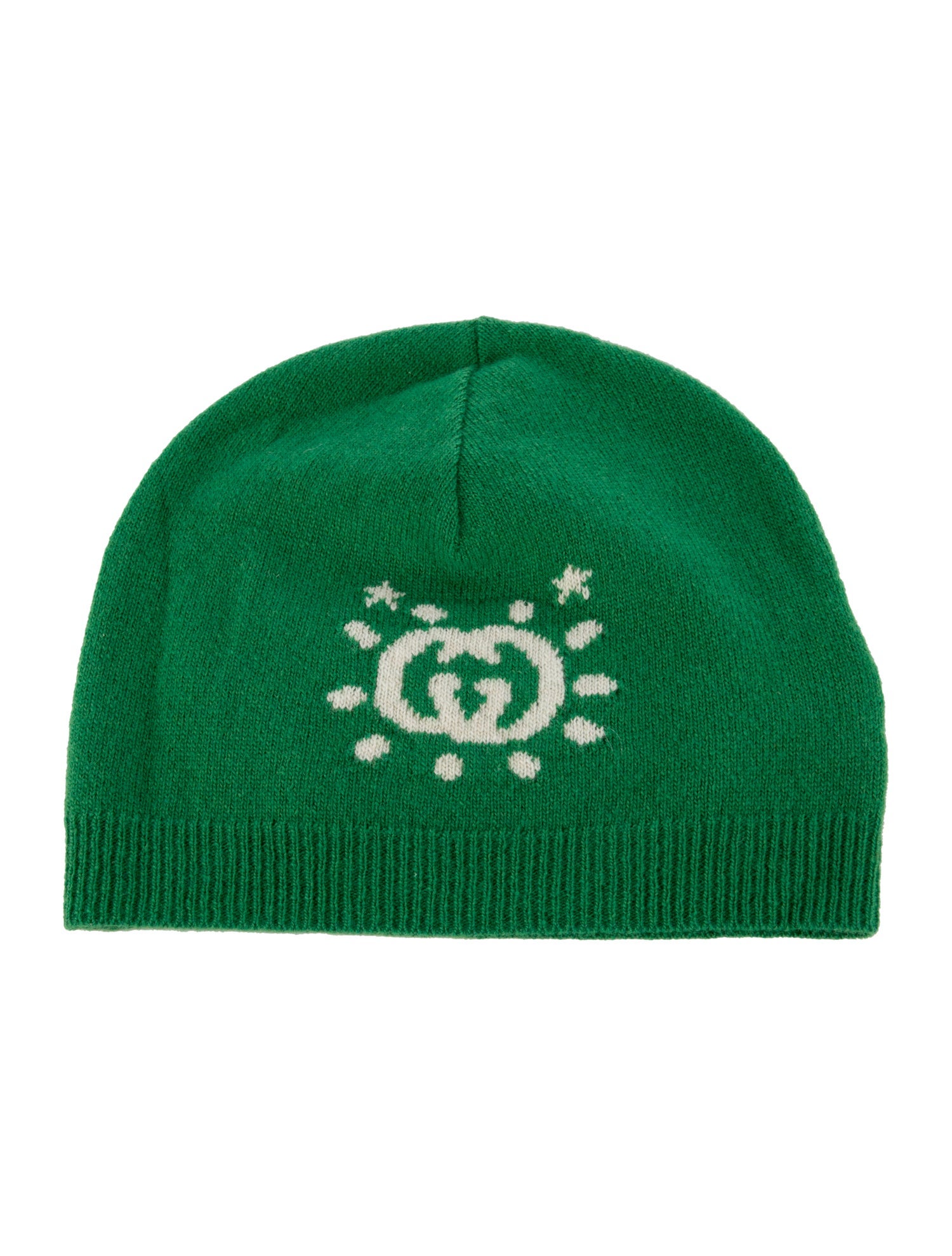 Gucci Green Wool Knitted Spaceship Pattern Beanie w/Tags