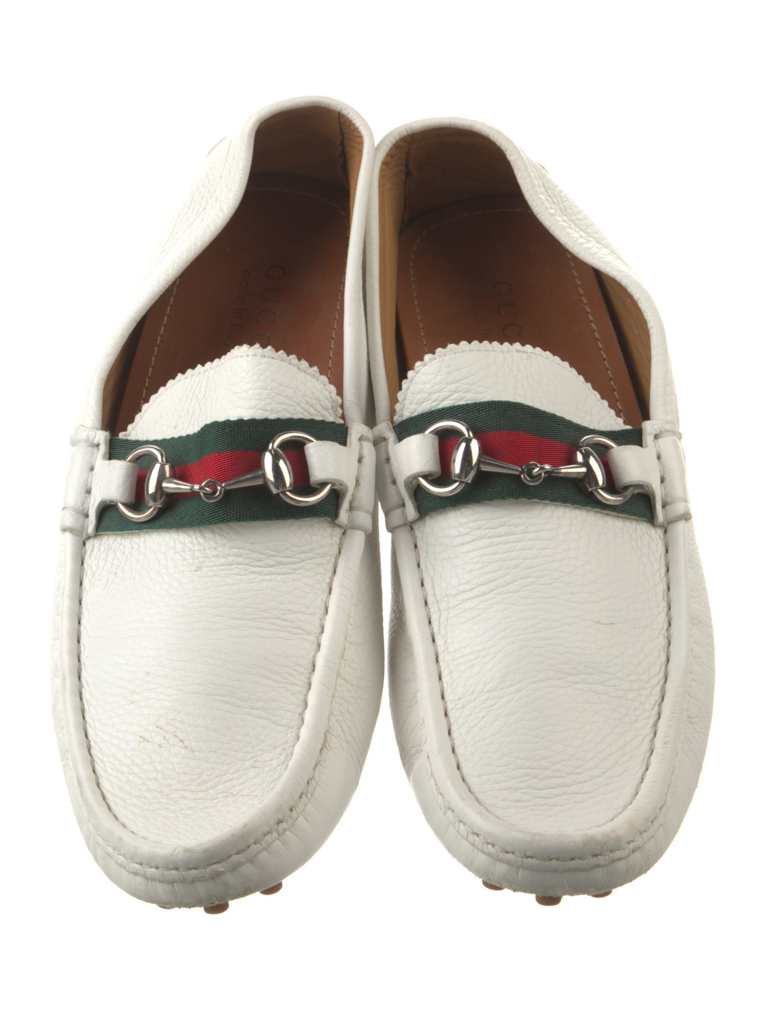 Gucci Web Accent Leather Loafers