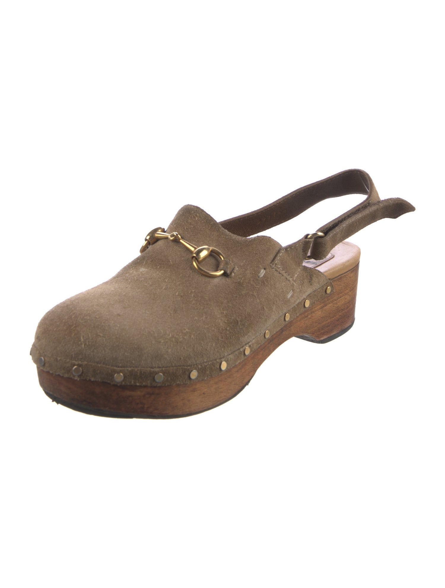 Gucci Horsebit Accent Suede Slingback Pumps