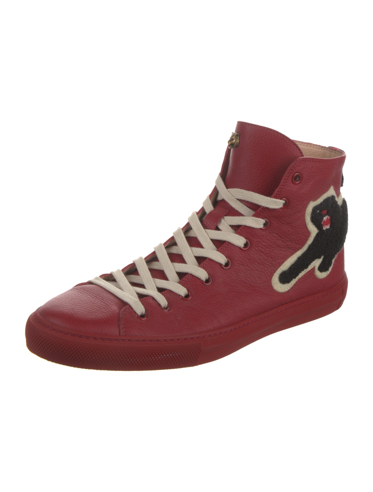 Gucci Feline Head Accent Leather Sneakers