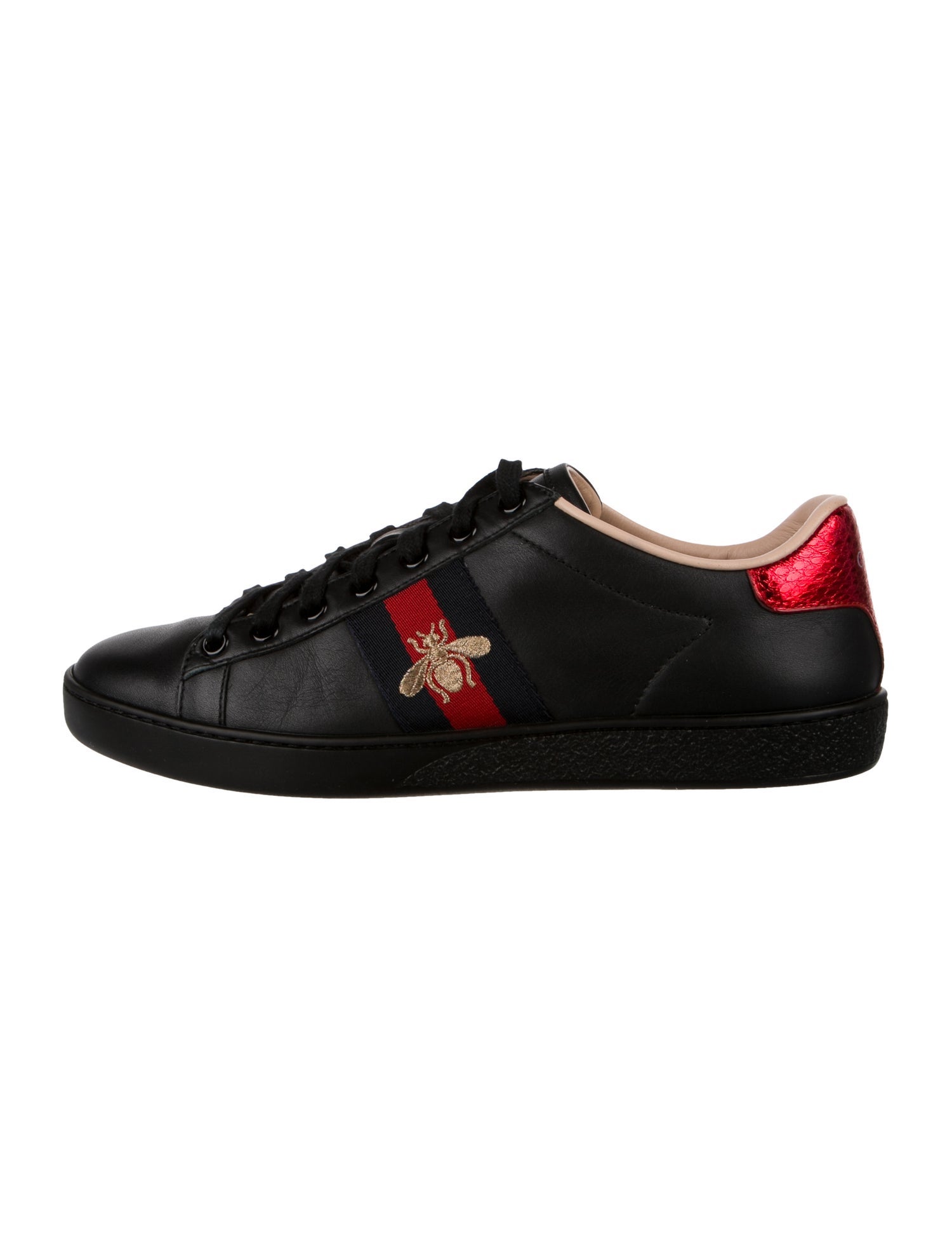 Gucci Web Accent Leather Sneakers