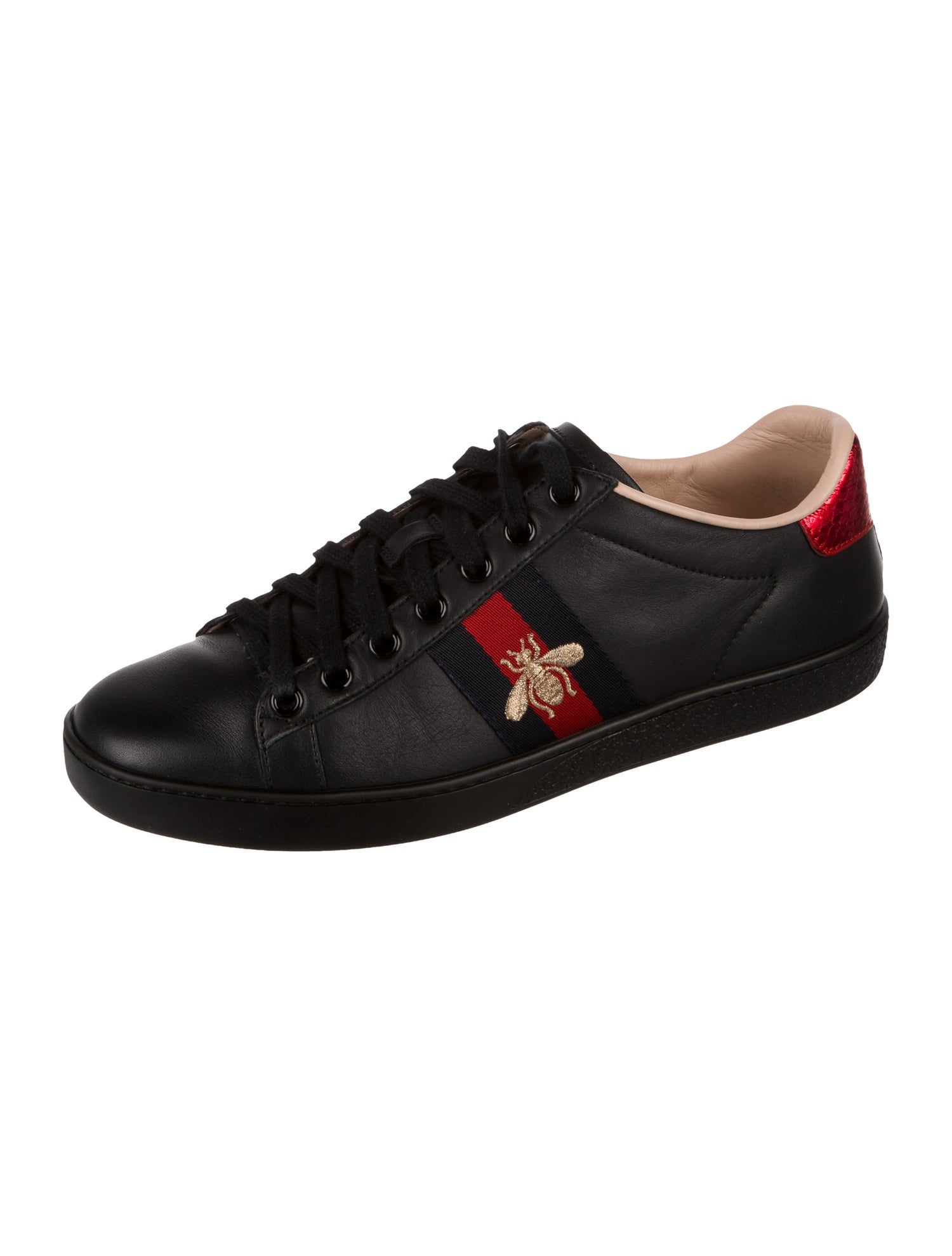 Gucci Web Accent Leather Sneakers