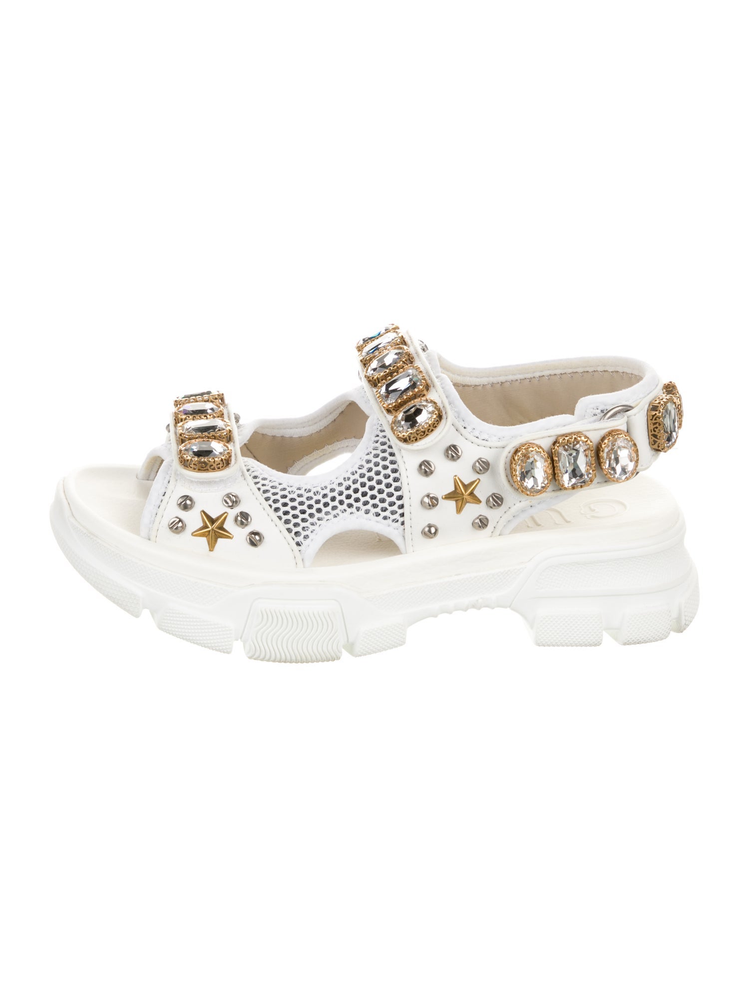 Gucci Leather Mesh Accents Slides