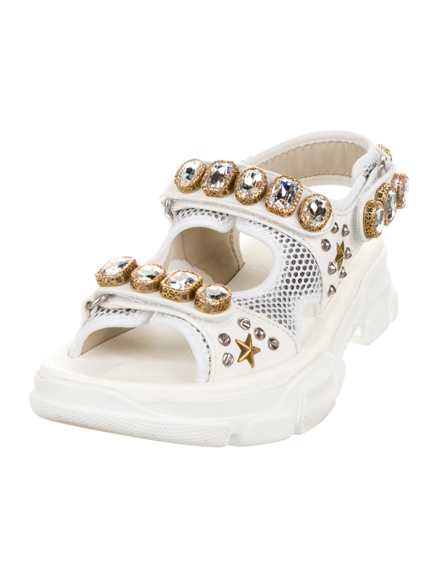 Gucci Leather Mesh Accents Slides