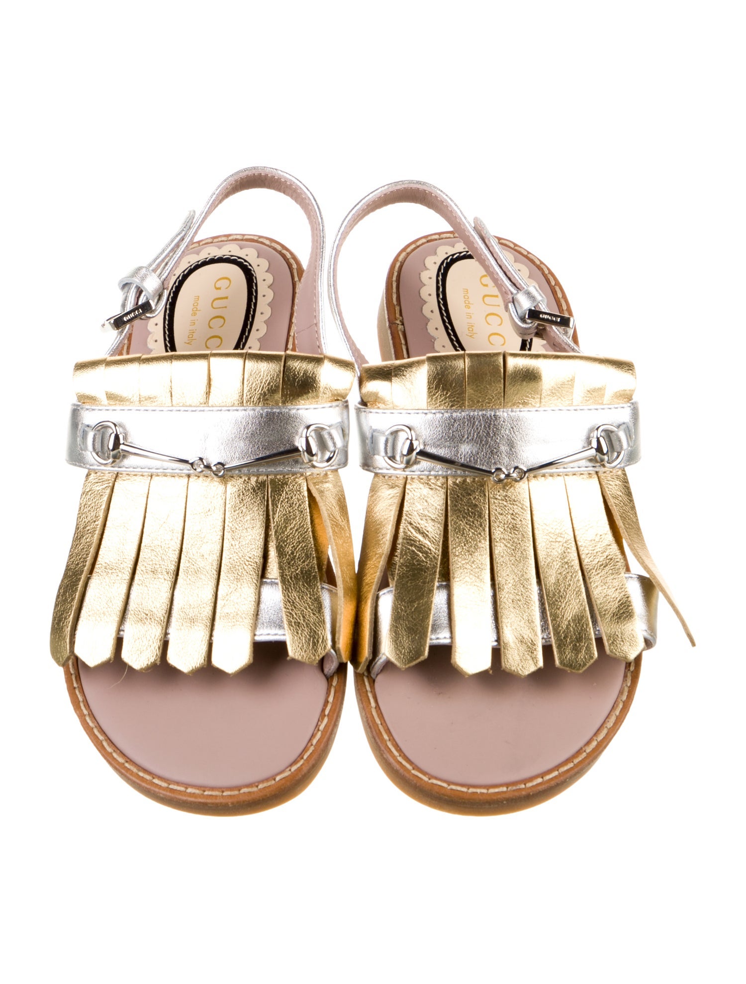 Gucci Girls' Fringe Accent Flat Sandals