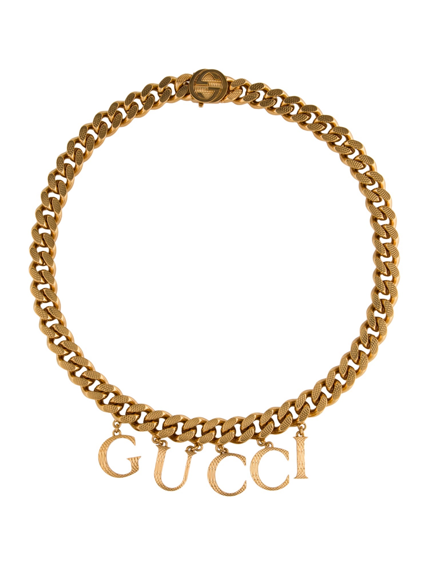 Gucci Logo-Script Chain Collar Necklace