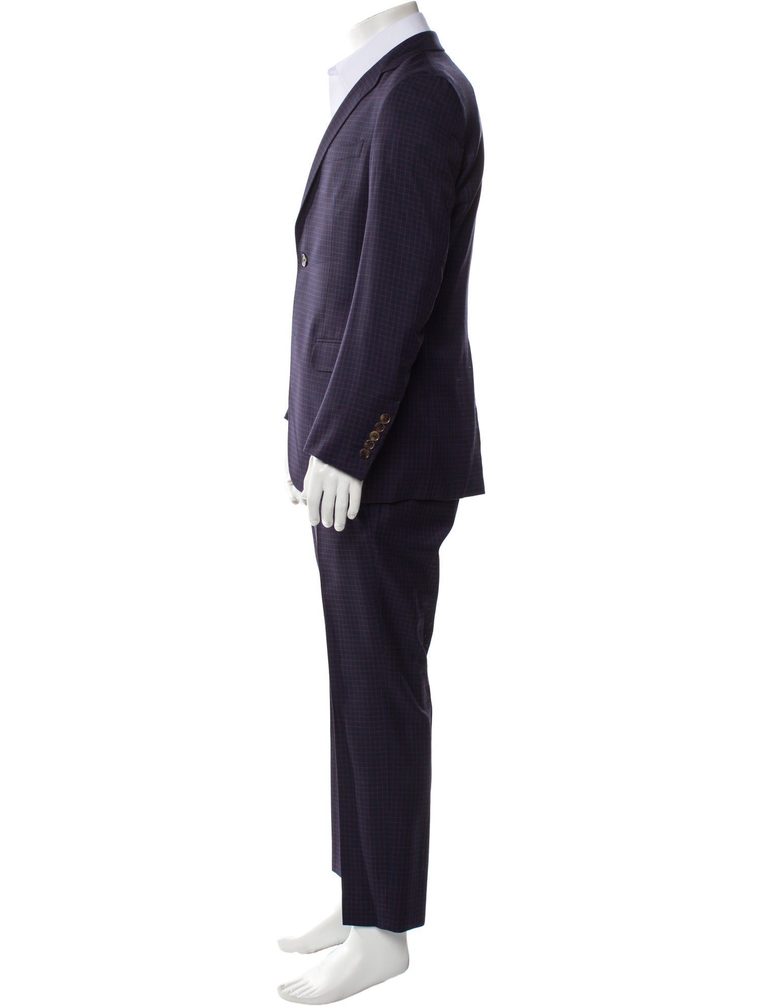 Gucci Wool Plaid Print Two-Piece Suit