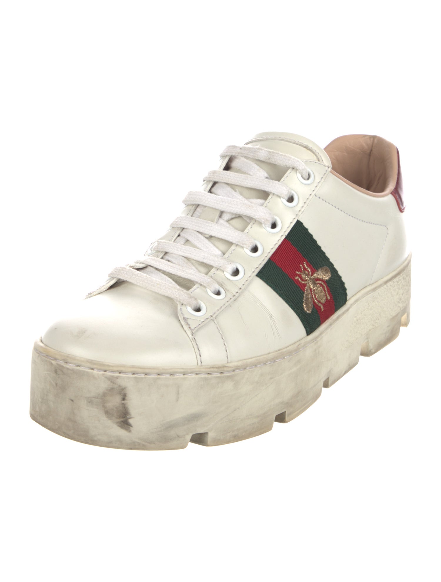 Gucci Web Accent Leather Sneakers