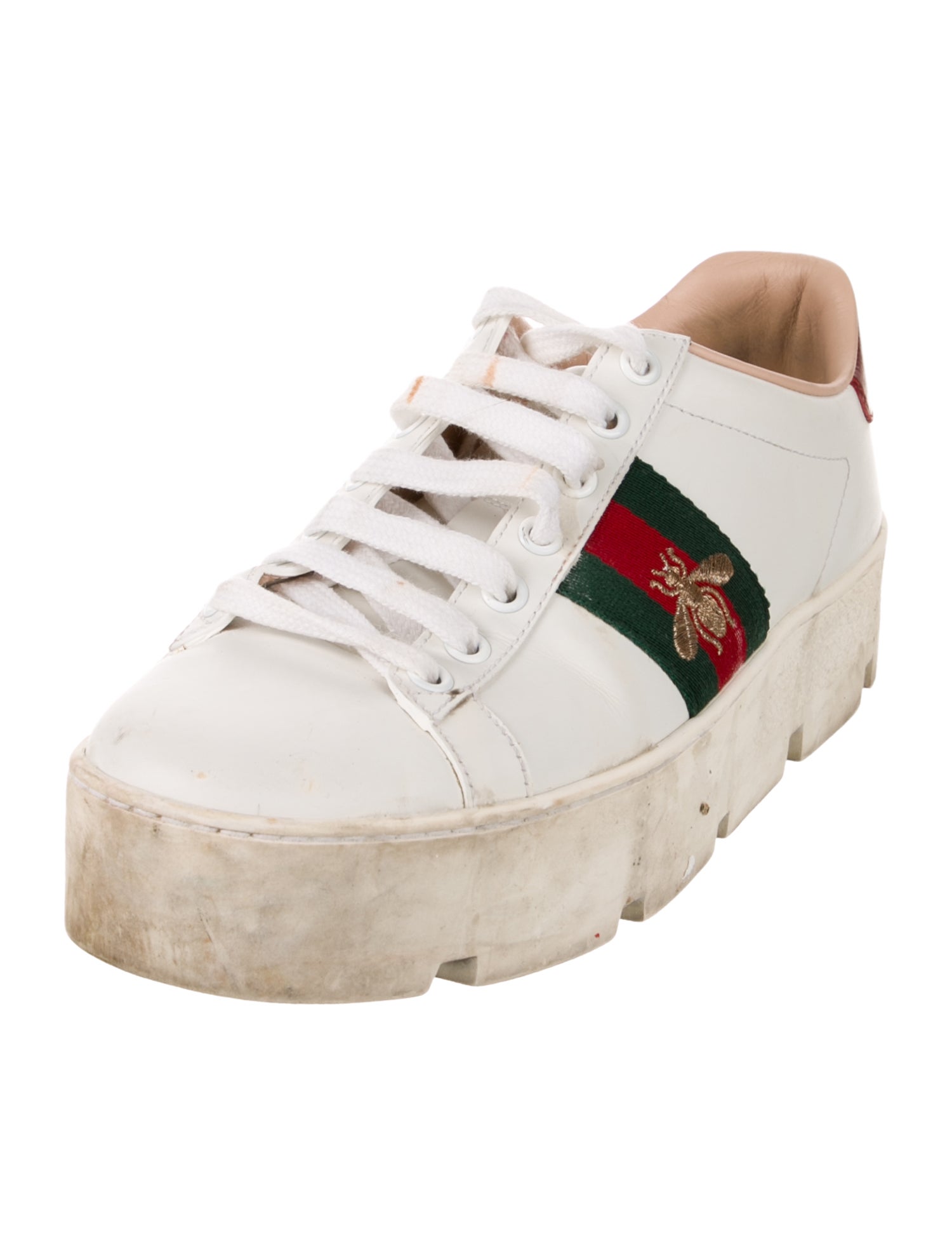 Gucci Web Accent Leather Sneakers