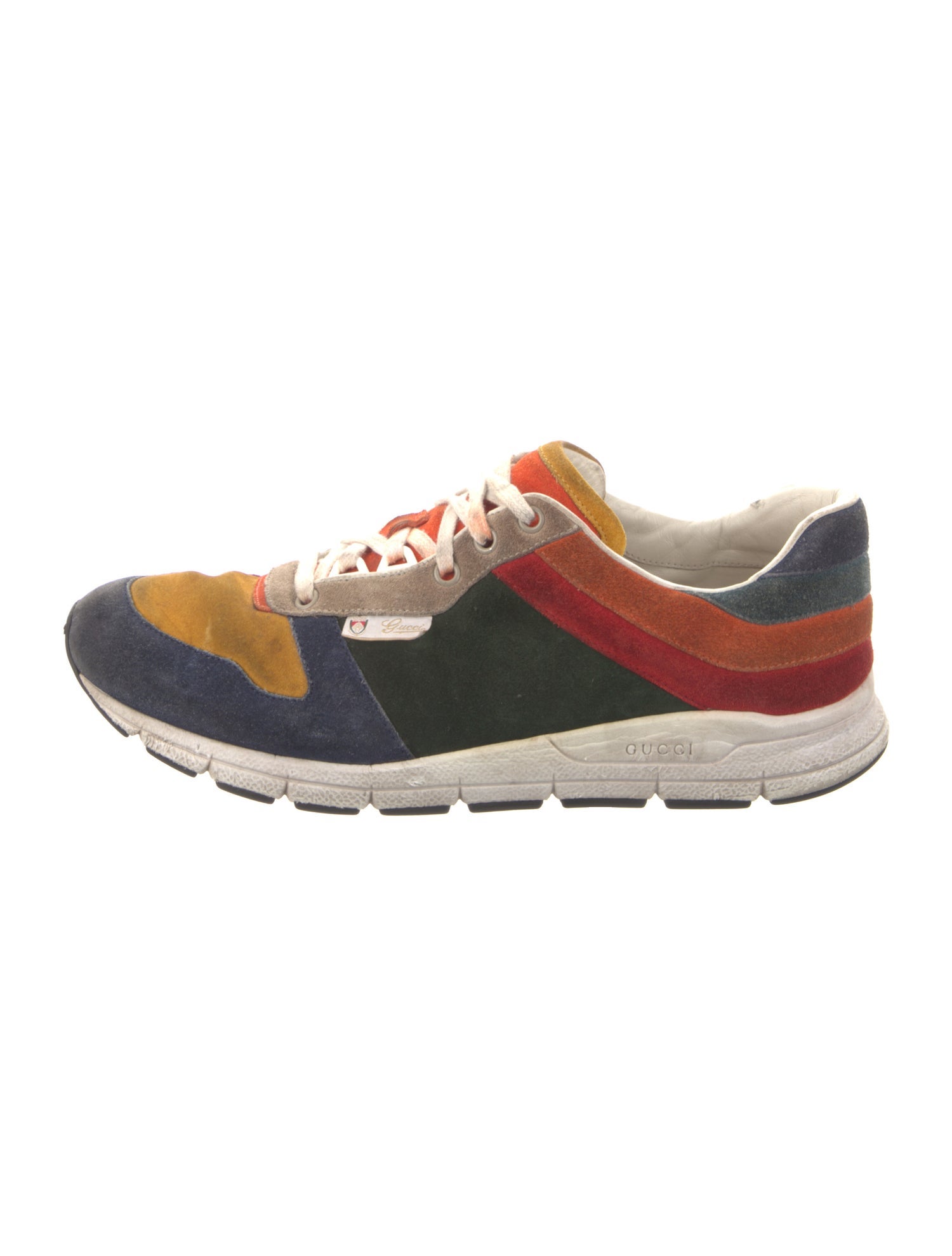 Gucci Suede Colorblock Pattern Sneakers