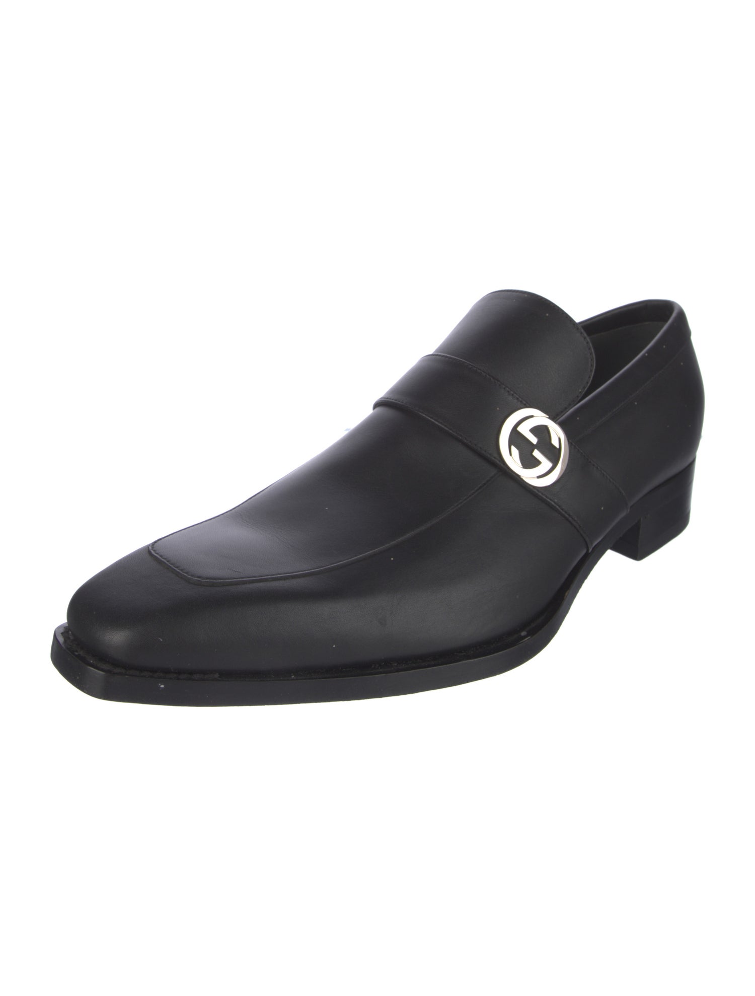 Gucci Interlocking G Logo Leather Dress Loafers