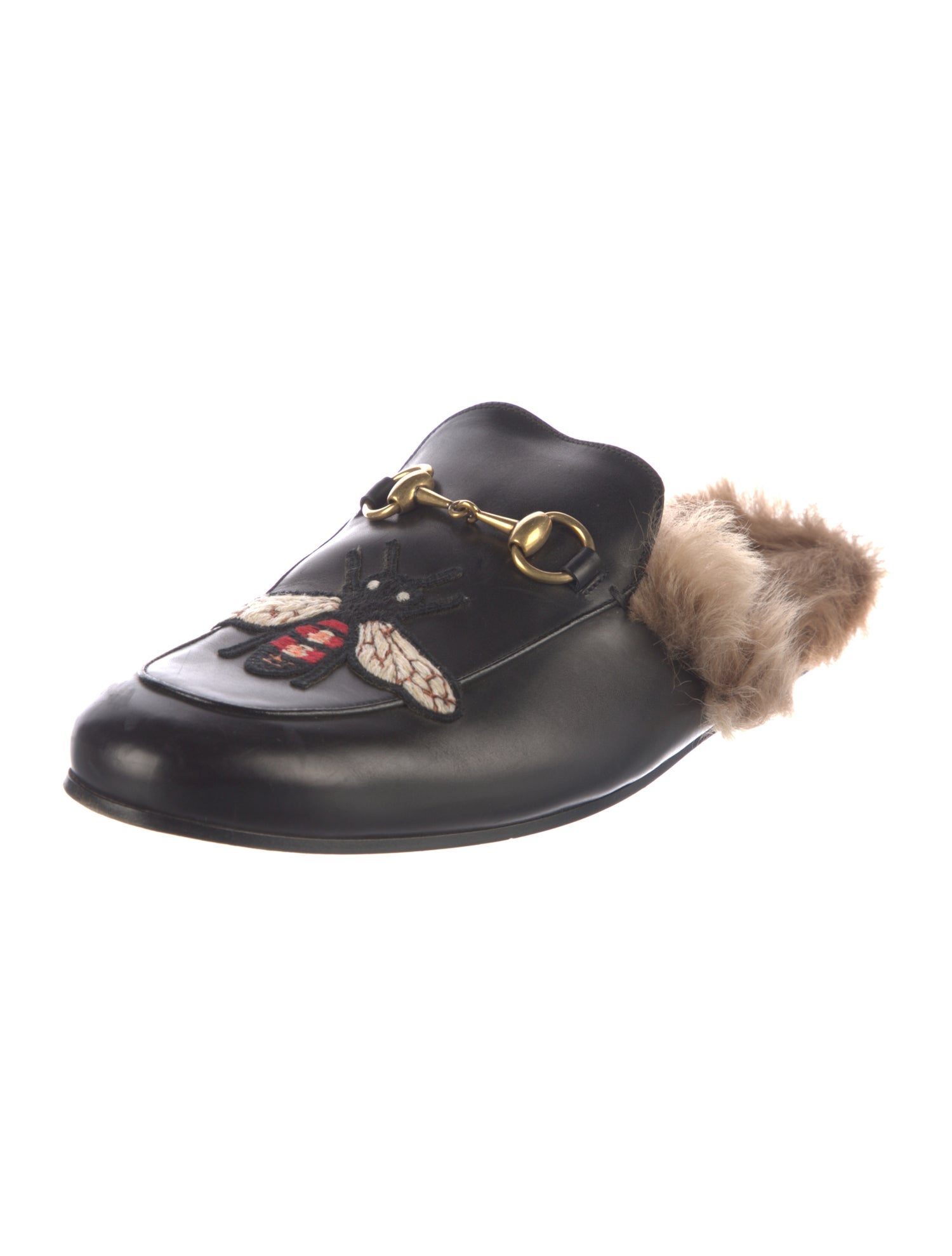 Gucci Horsebit Accent Leather Slippers