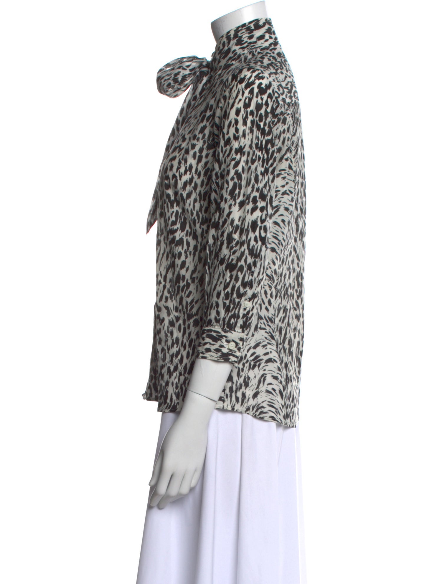 Gucci Animal Print Mock Neck Blouse