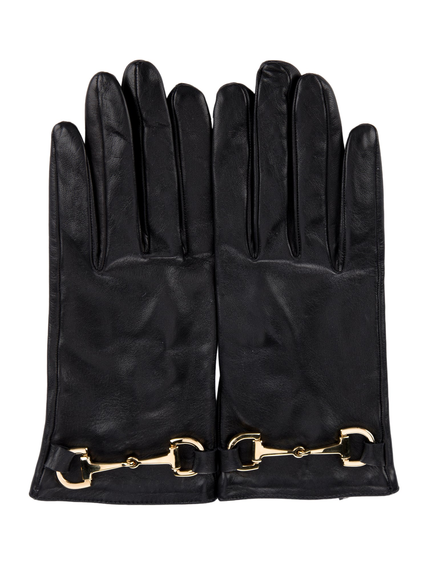 Gucci Black Leather Gloves With Horsebit Detail Size 7