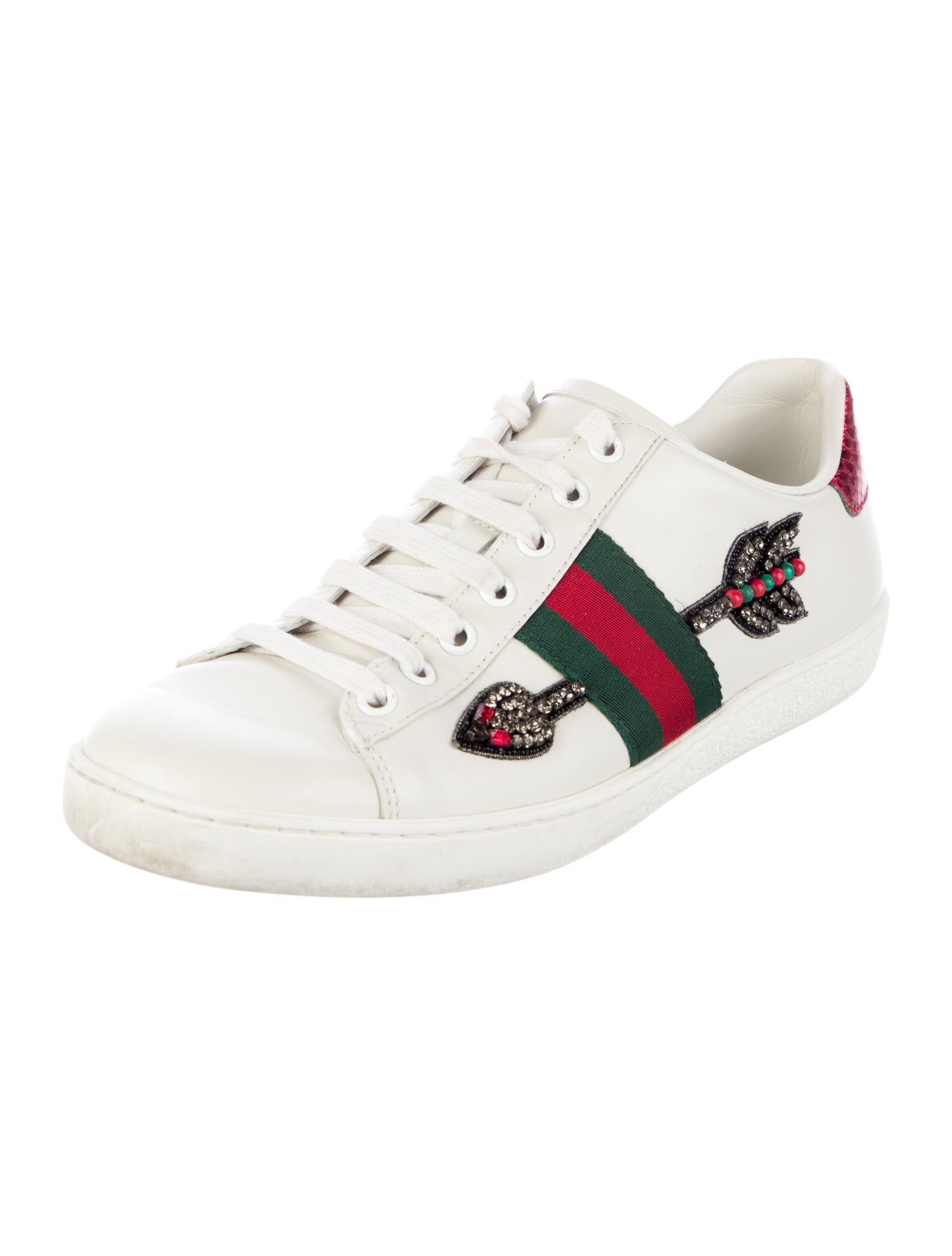 Gucci Web Accent Leather Sneakers