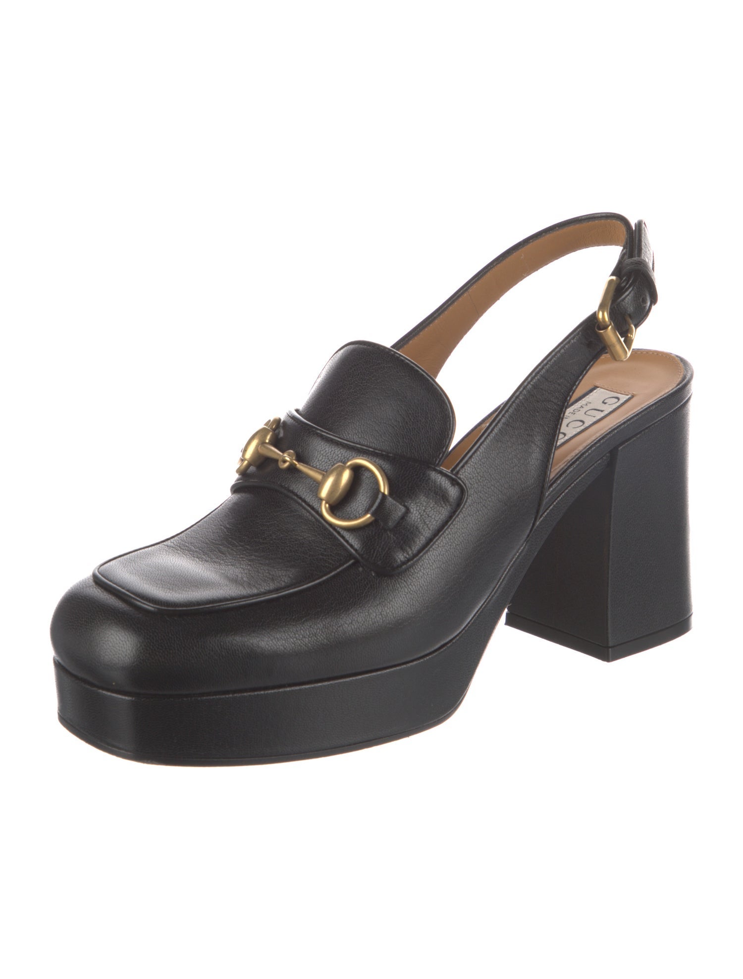 Gucci Horsebit Accent Leather Slingback Pumps