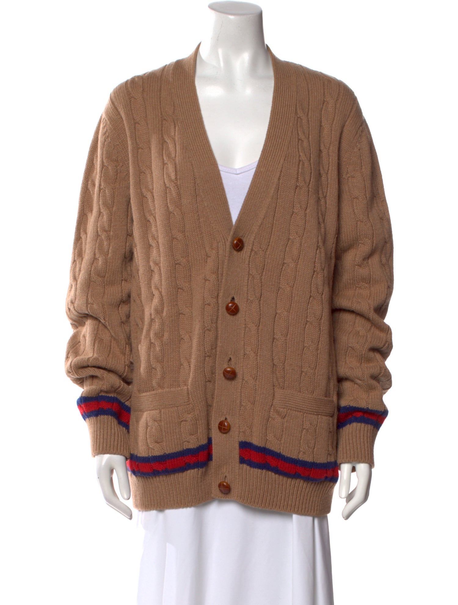 Gucci Sylvie Web Accent Cashmere Cardigan