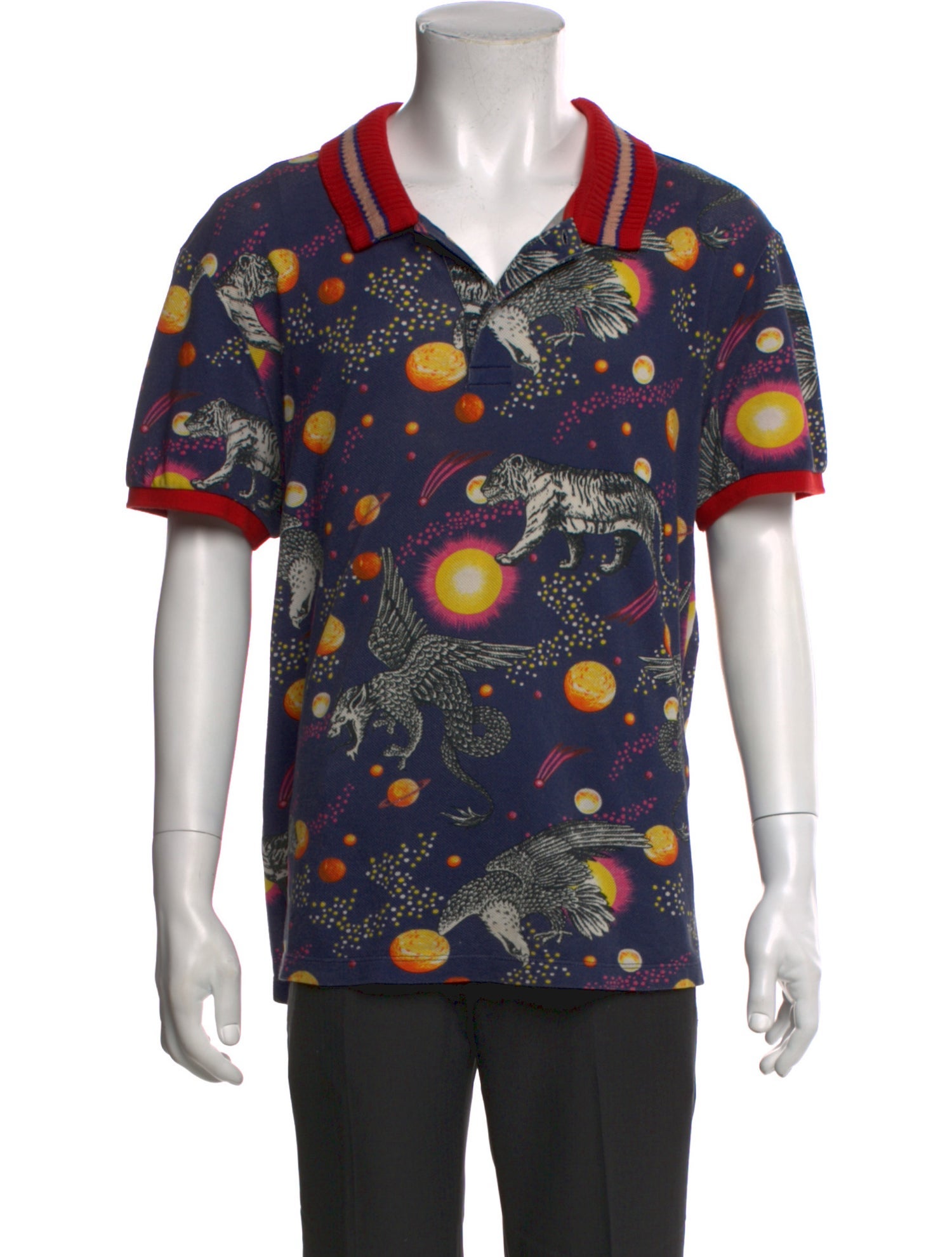 Gucci Printed Collar Polo Shirt