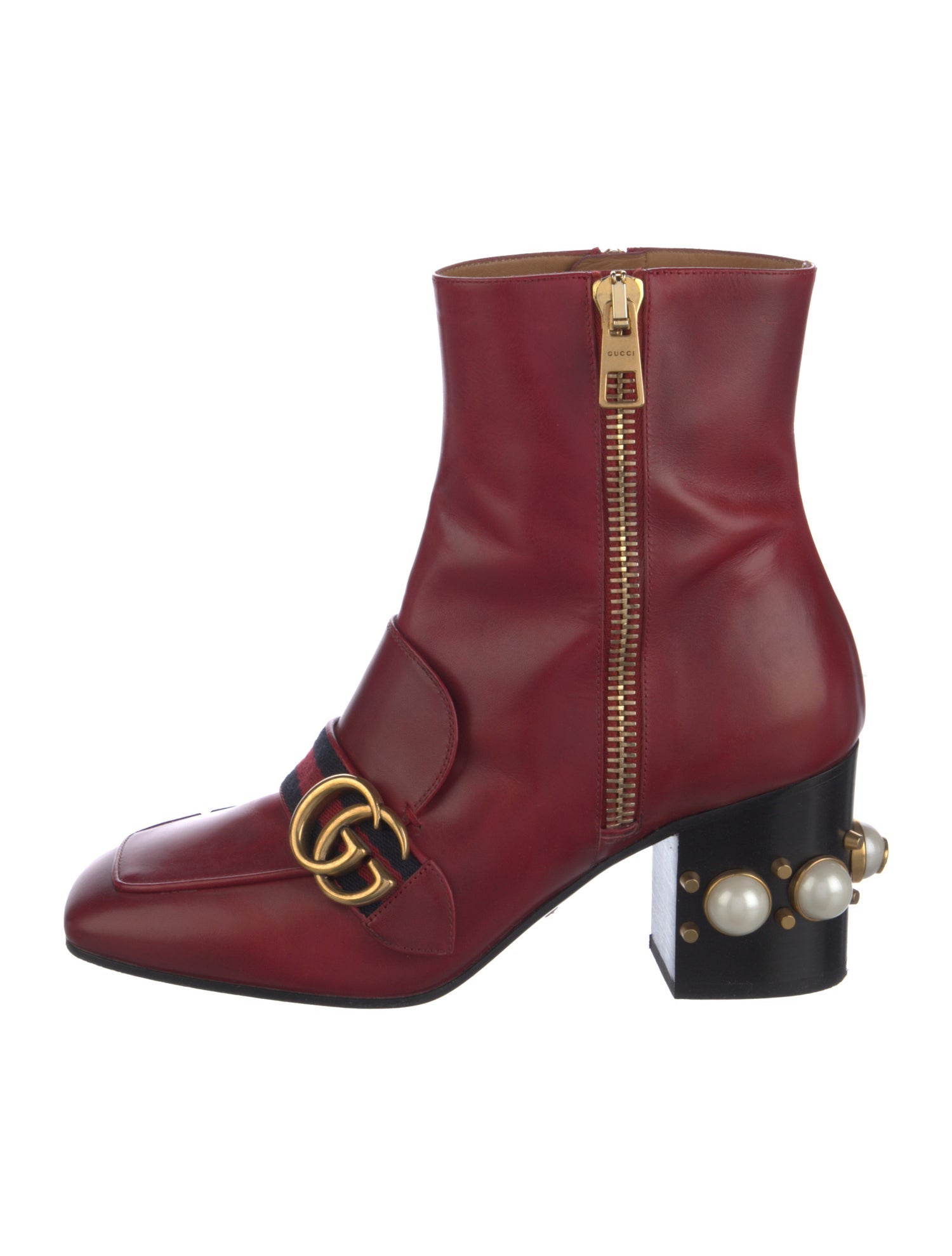 Gucci Web Accent Leather Boots