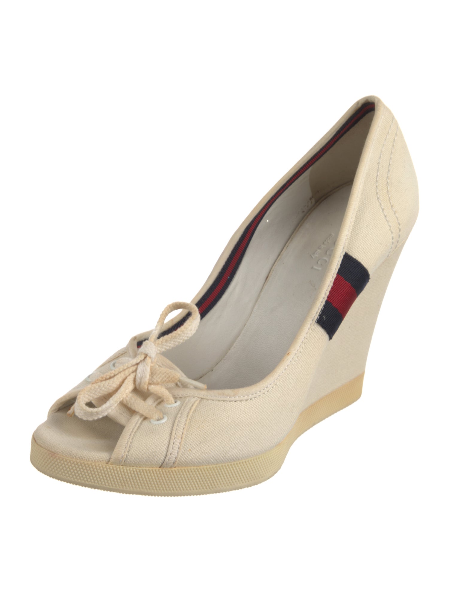 Gucci Canvas Striped Pumps
