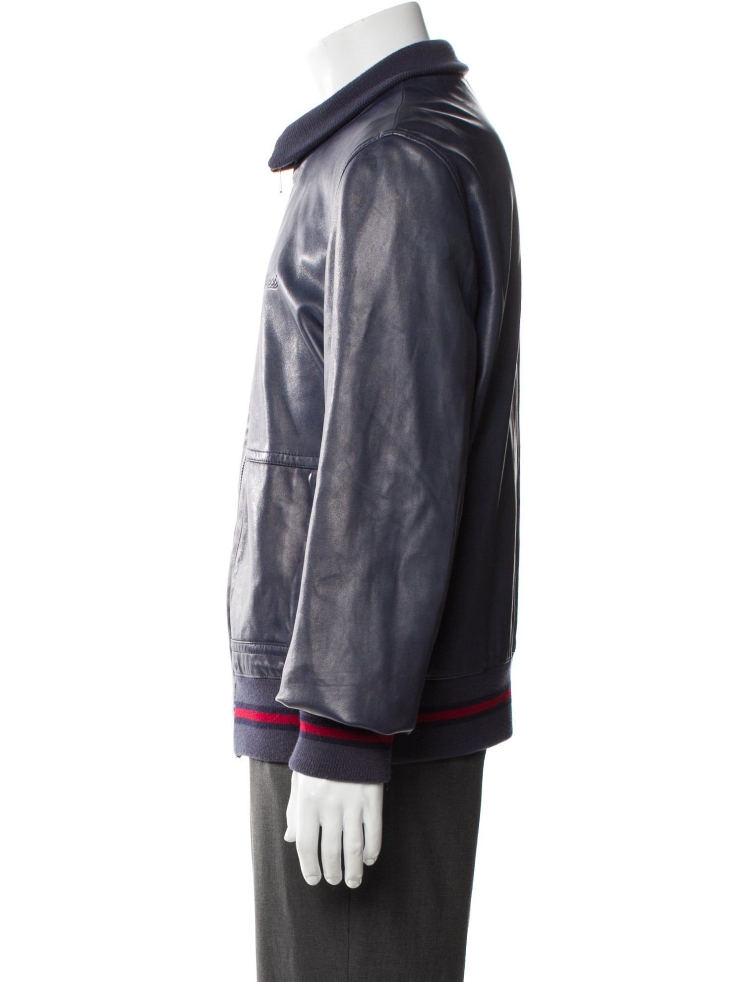 Gucci Web Accent Leather Moto Jacket