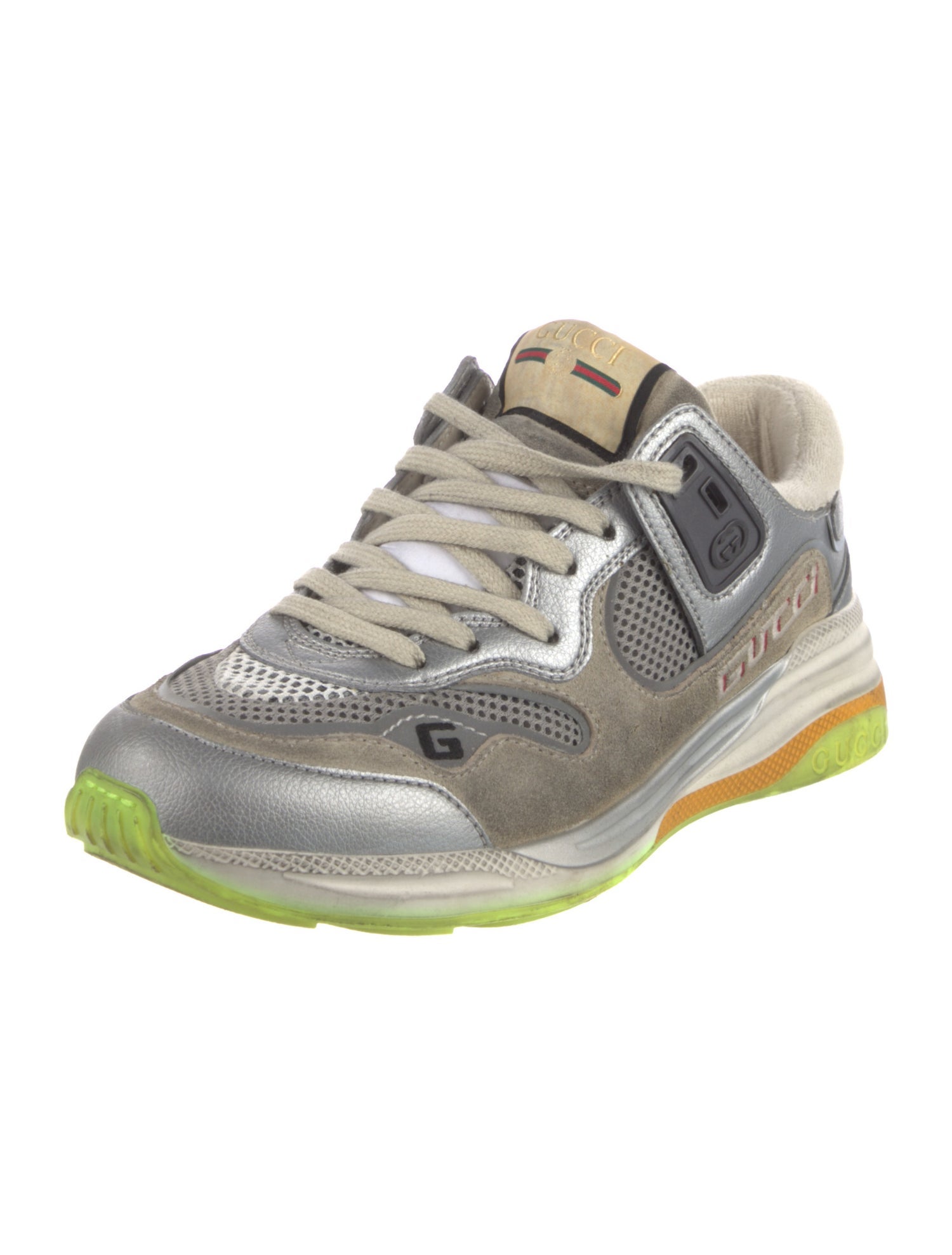 Gucci Suede Colorblock Pattern Sneakers