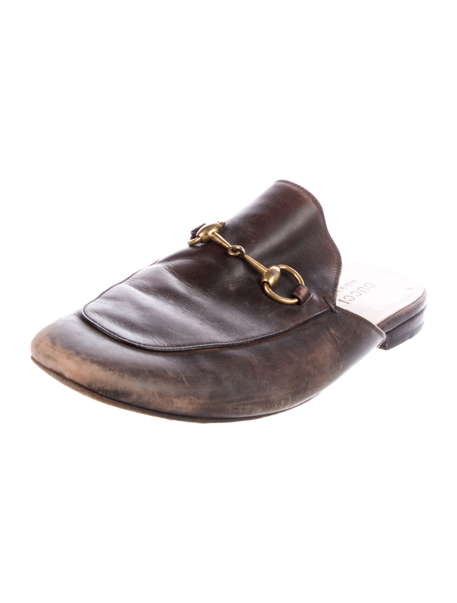 Gucci Horsebit Accent Leather Slippers