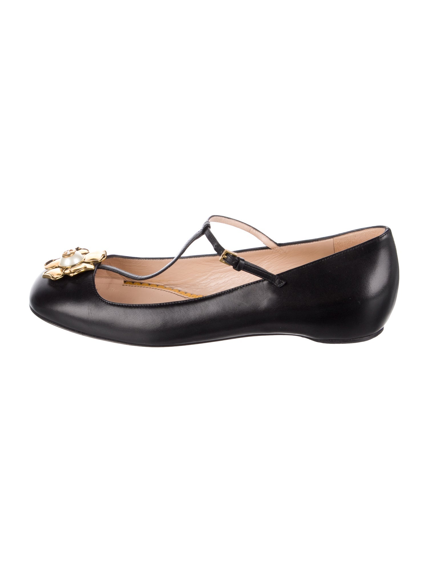 Gucci Interlocking G Logo Leather Ballet Flats