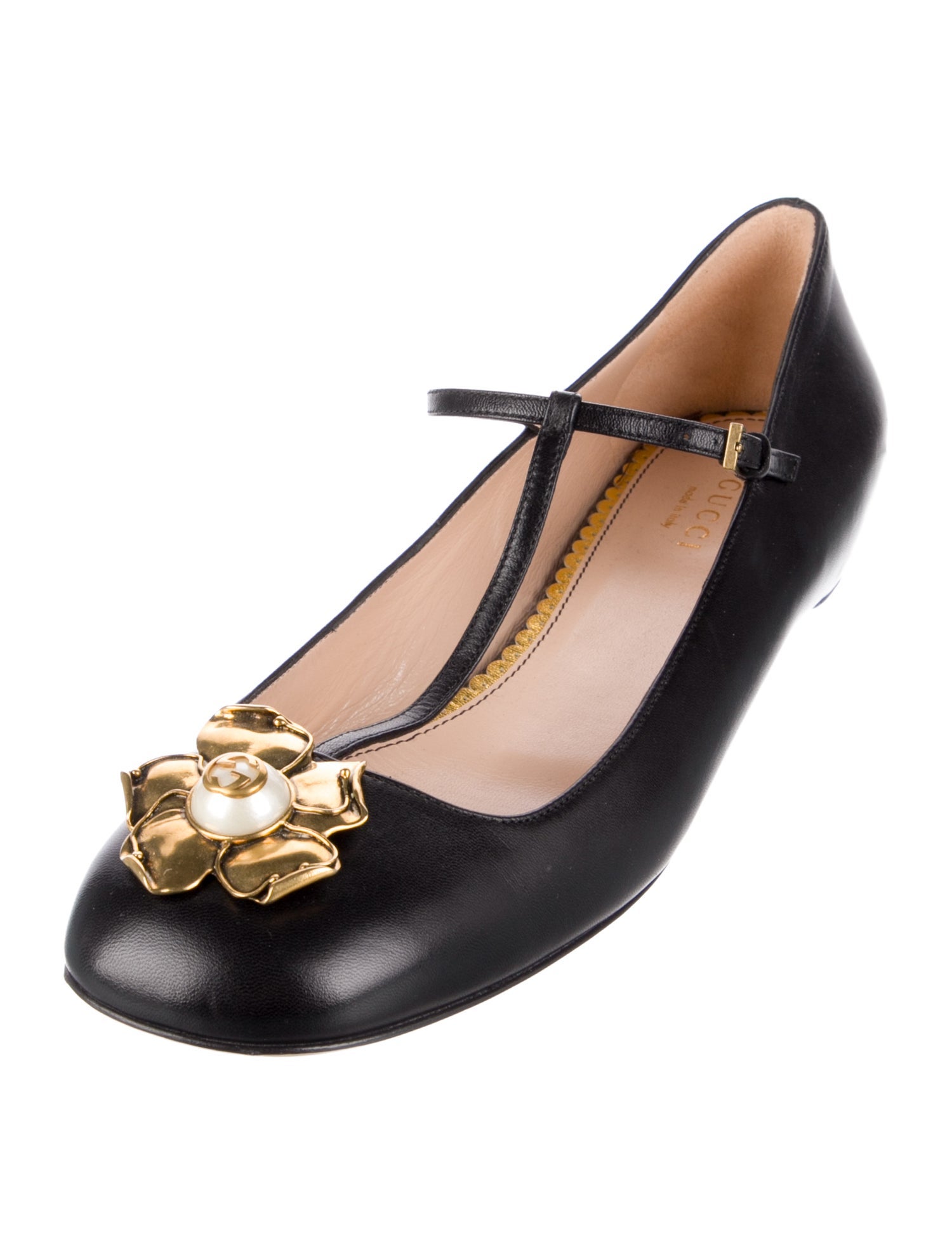 Gucci Interlocking G Logo Leather Ballet Flats