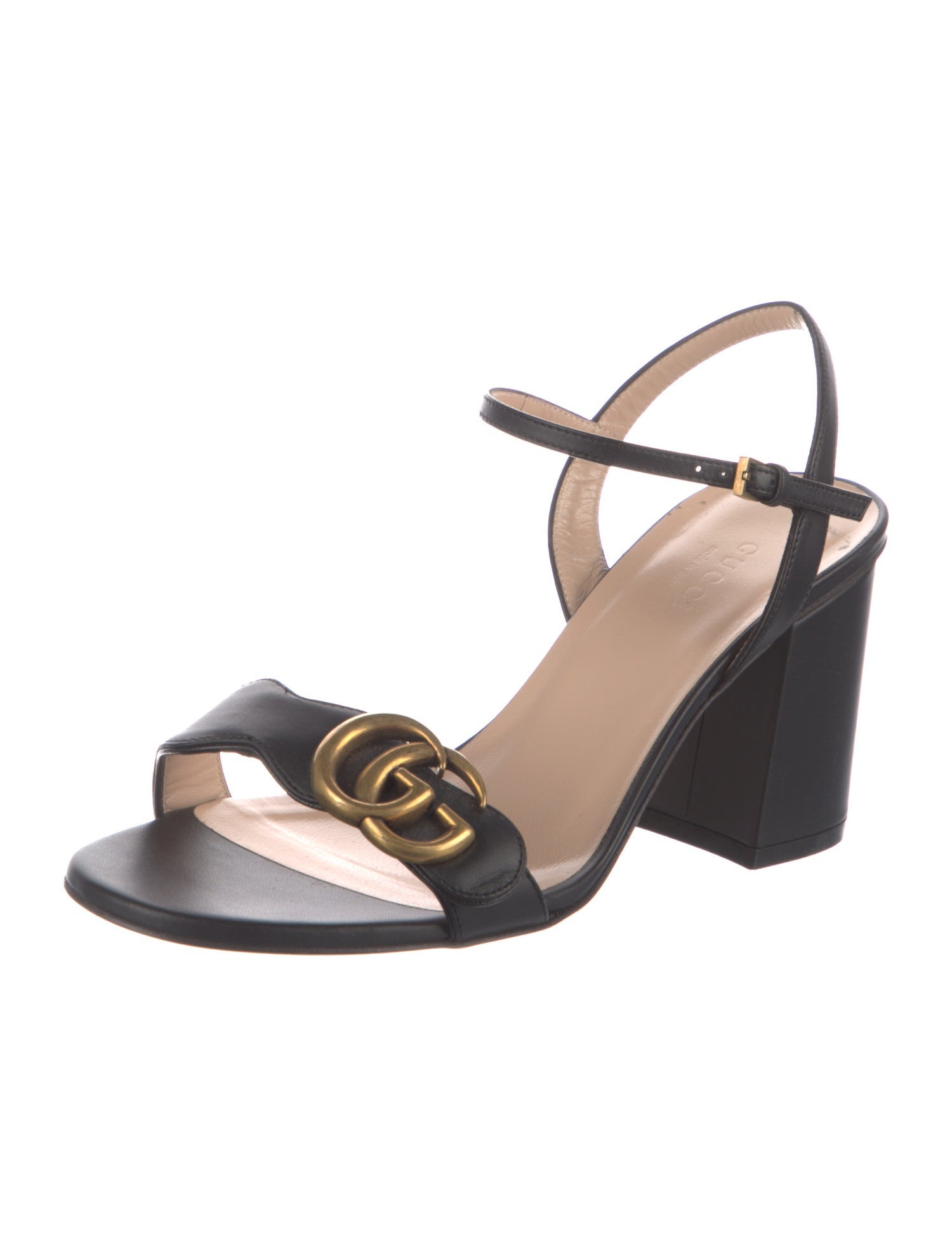 Gucci Double G Logo Leather Sandals