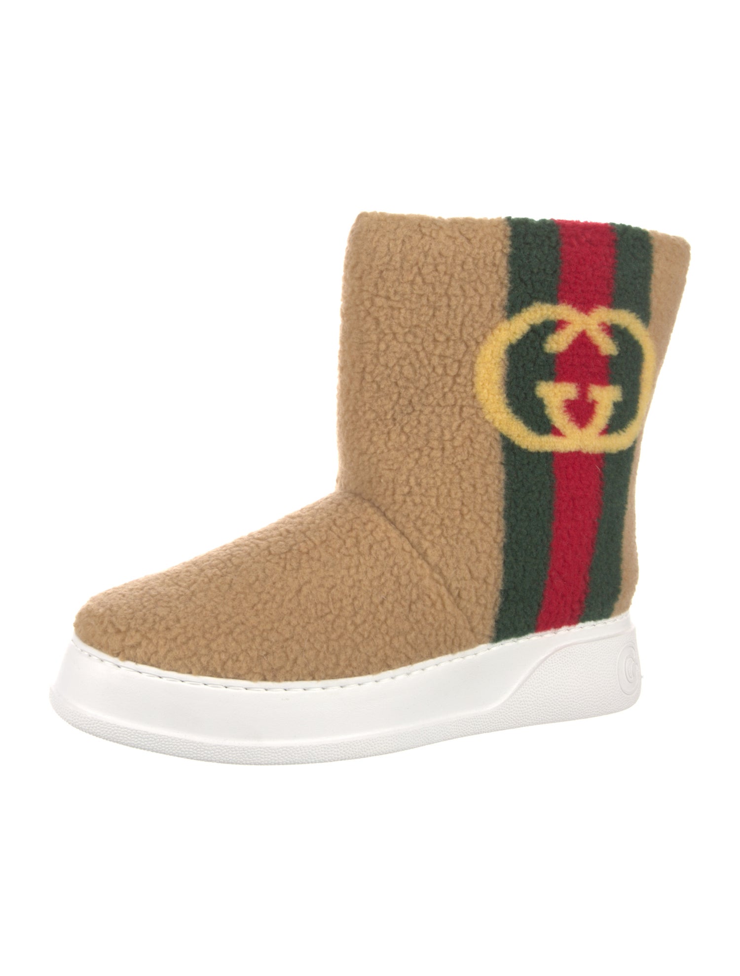 Gucci Web Accent Shearling Boots w/ Tags