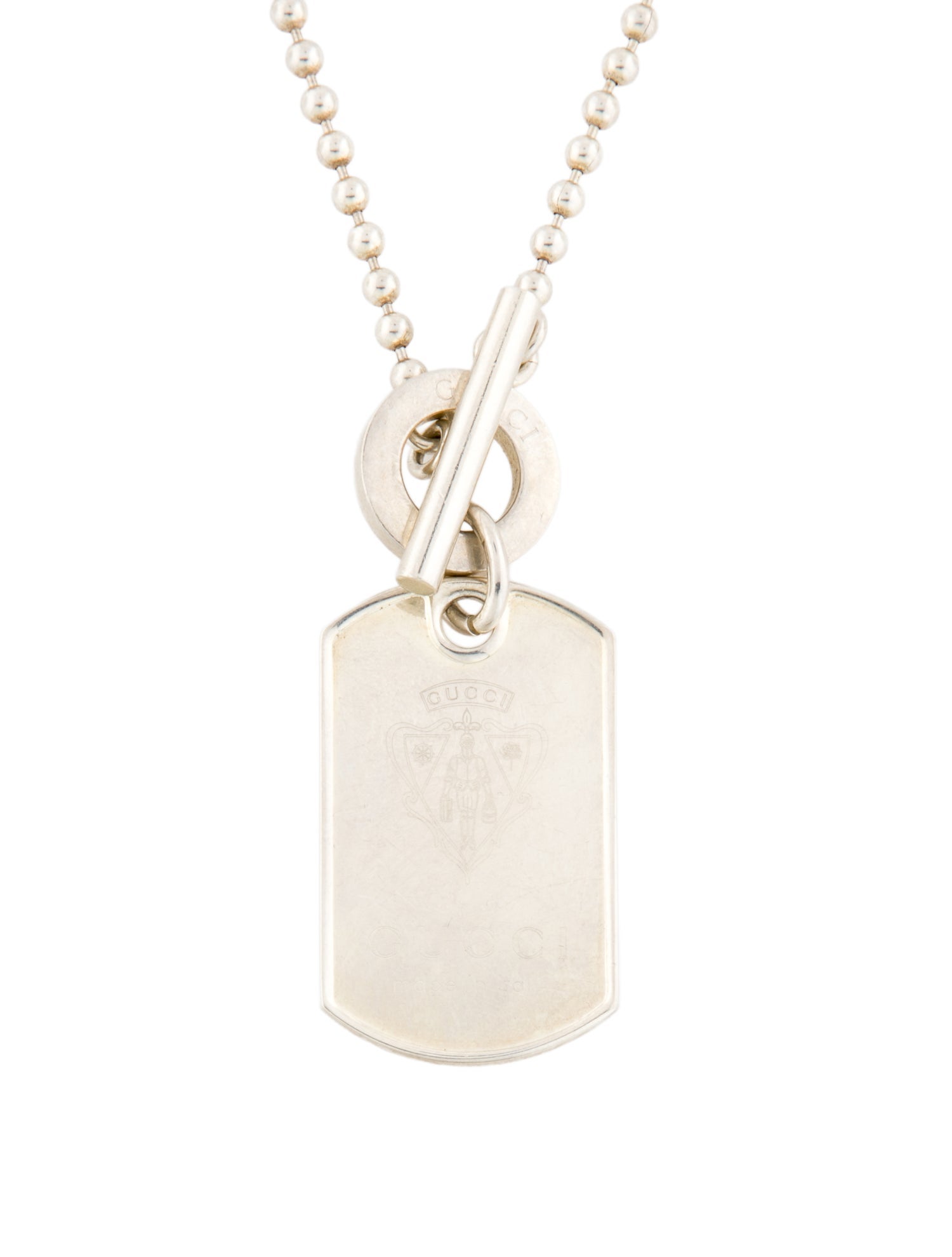 Gucci Lift-Boy Crest, Dog Tag Pendant Necklace